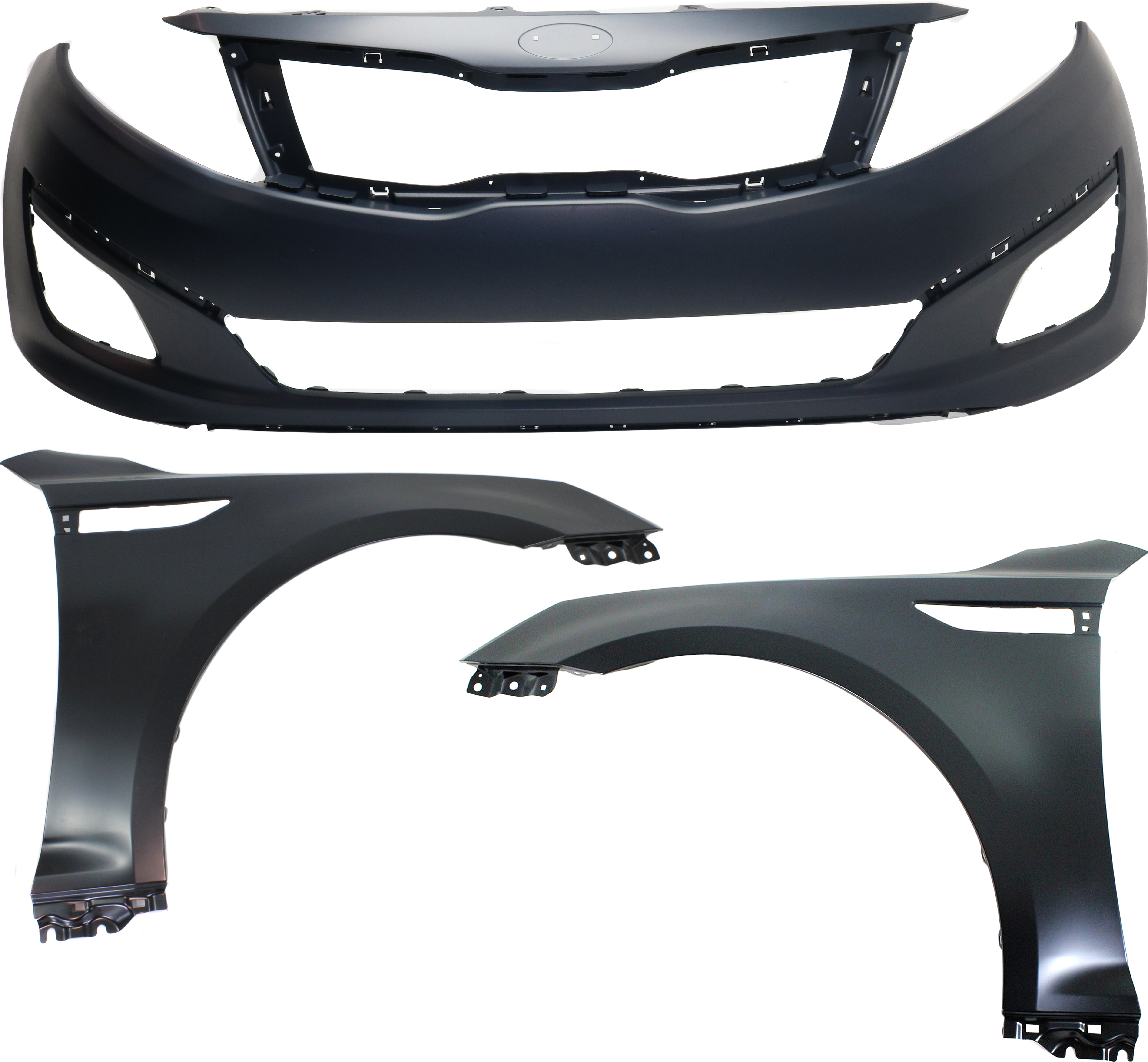 AM OPTIMA 14-15 FRONT BUMPER COVER 3 pc Kit with Fenders USA Built Vehicle CAPA SKU KIT 010718-125 Partslink KI1000168C KI1240134C KI1241134C OEM 663112T000-663212T000-865114C5