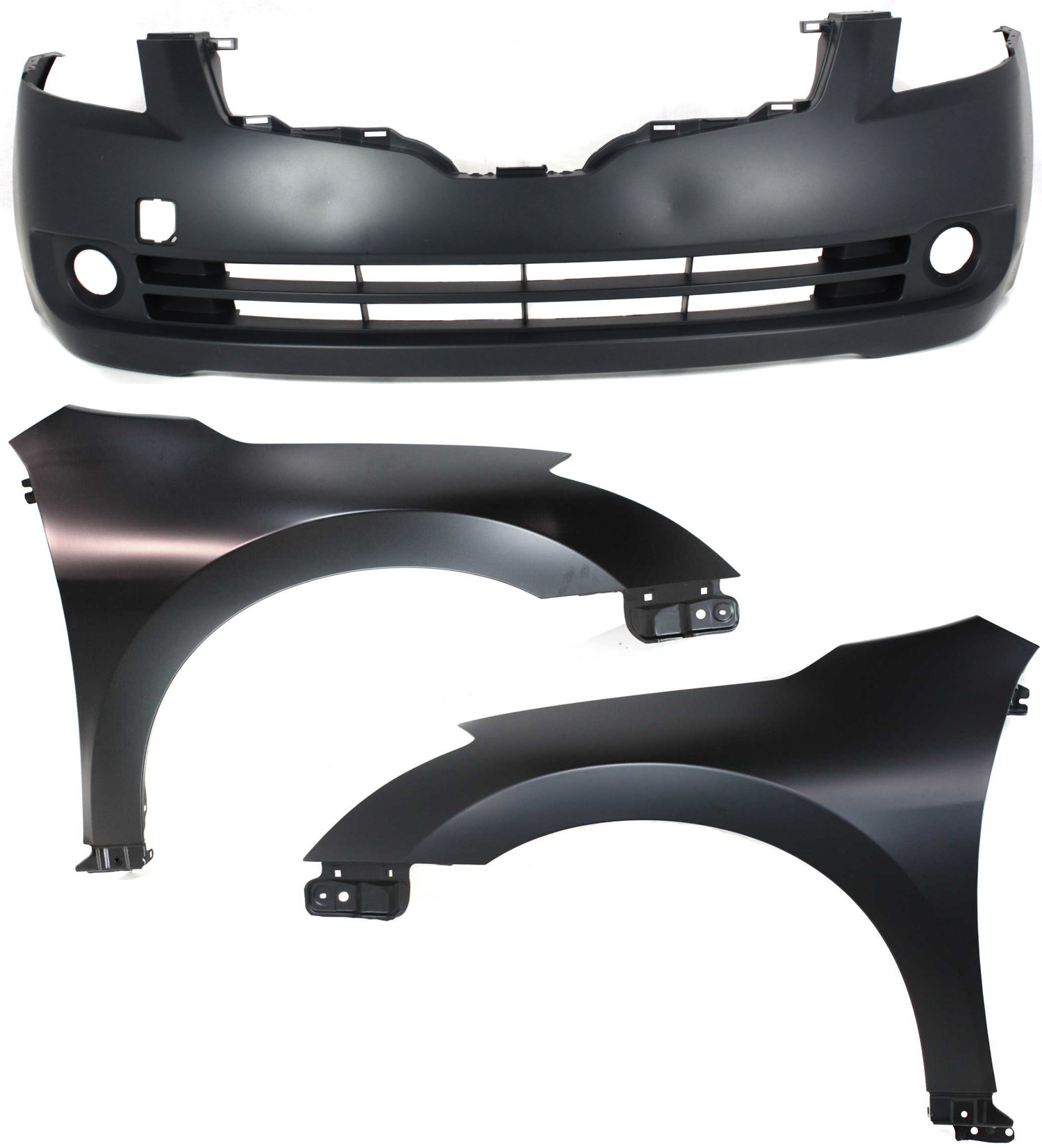 AM ALTIMA 07-09 FRONT FENDER RH AND LH 3 pc Kit Includes Bumper Cover SKU KIT 010718-140 Partslink NI1240186 NI1241186 NI1000240 OEM 63100ZN55A 63101ZN55A 62022JA0