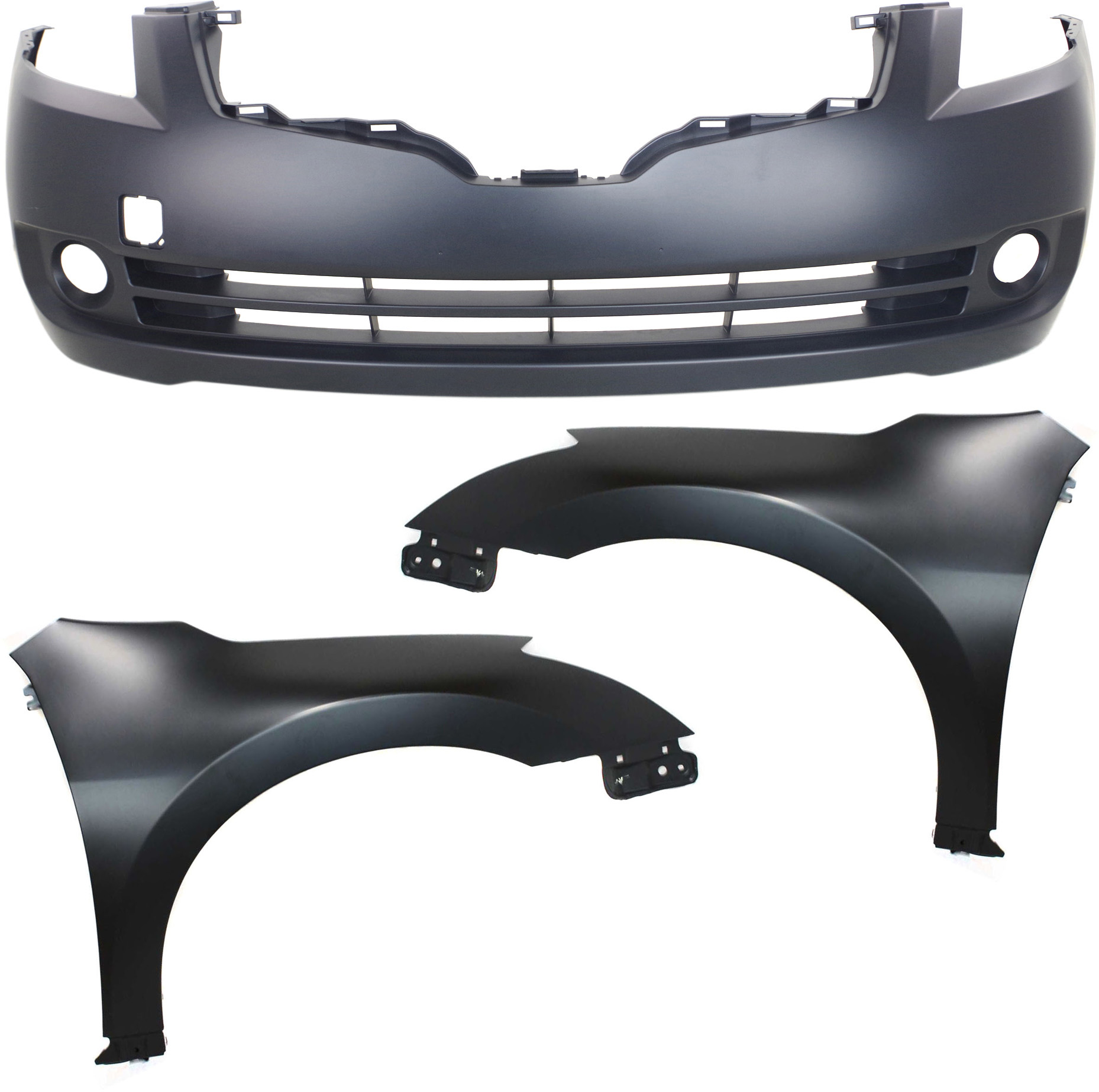 AM ALTIMA 07-09 FRONT BUMPER COVER 3 pc kit with Fenders CAPA SKU KIT 010718-147 Partslink NI1000240C NI1240186C NI1241186C OEM 62022JA040-63100ZN55A 63101ZN5