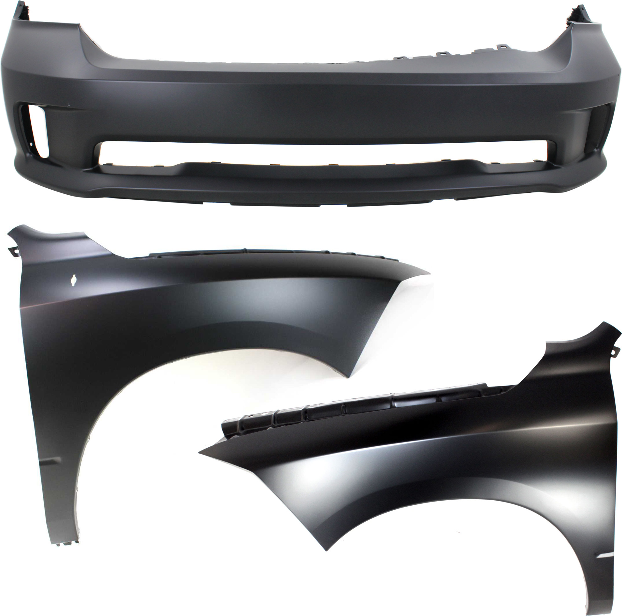AM RAM 1500 CLASSIC 19-24 FRONT BUMPER COVER Primed 3 pc Kit with Fenders SKU KIT 010718-156 Partslink CH1000A10 CH1240269 CH1241269 OEM 68197698AA 68054339AJ 68054339