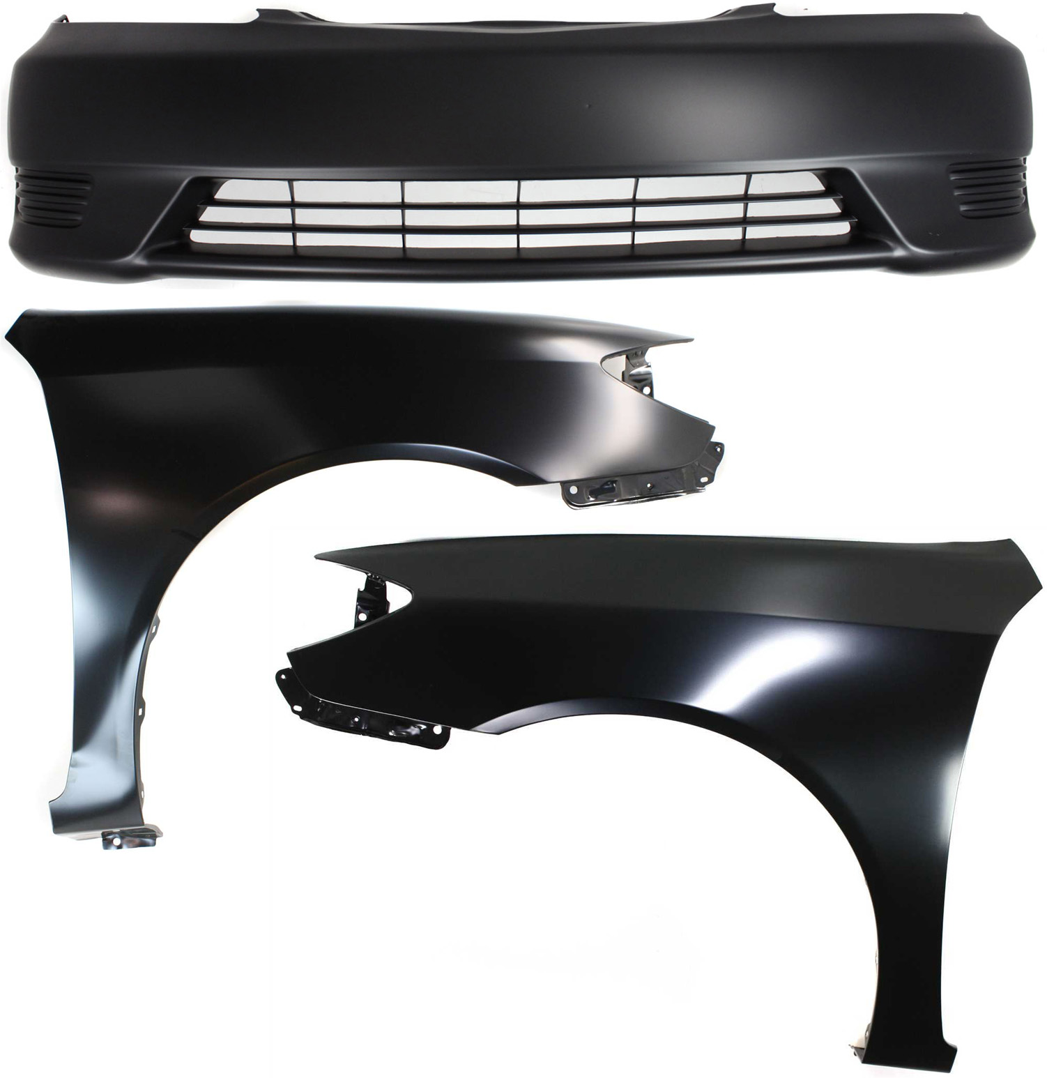 AM CAMRY 05-06 FRONT BUMPER COVER 3 pc Kit with Fenders SKU KIT 010718-171 Partslink TO1000284 TO1240184 TO1241184 OEM 5211906909-53802AA020-53801AA0