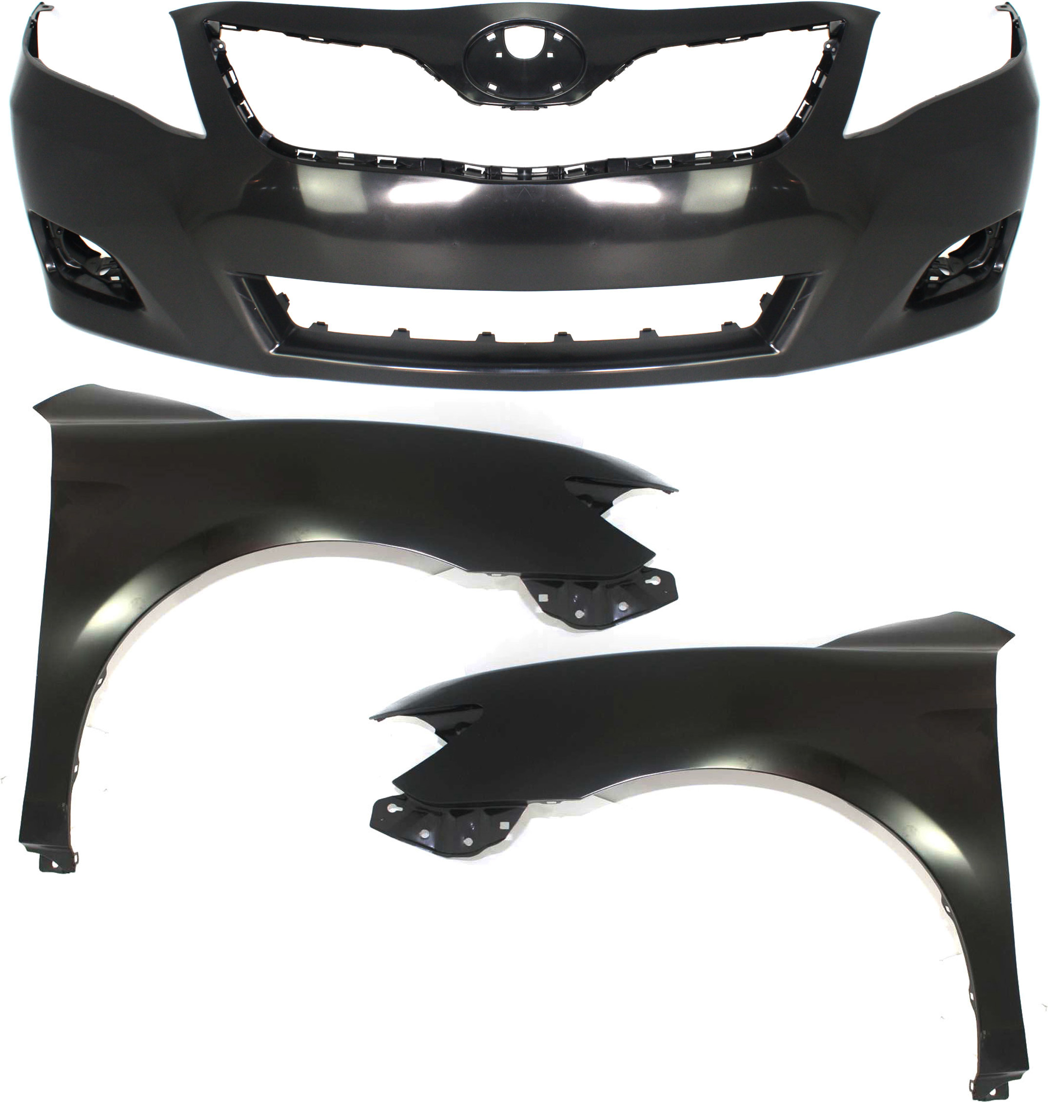AM CAMRY 10-11 FRONT BUMPER COVER 3 pc Kit with Fenders USA Built Vehicle SKU KIT 010718-178 Partslink TO1000356 TO1240211 TO1241211 OEM 5211906958-5380206120-53801061