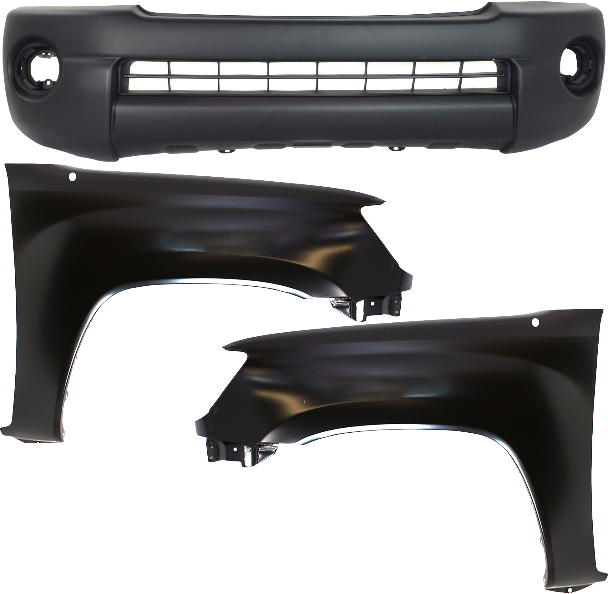 AM TACOMA 05-11 FRONT BUMPER COVER 3 pc Kit with Fenders SKU KIT 010718-225 Partslink TO1000305 TO1240206 TO1241206 OEM 5211904904-5381204090-53811040