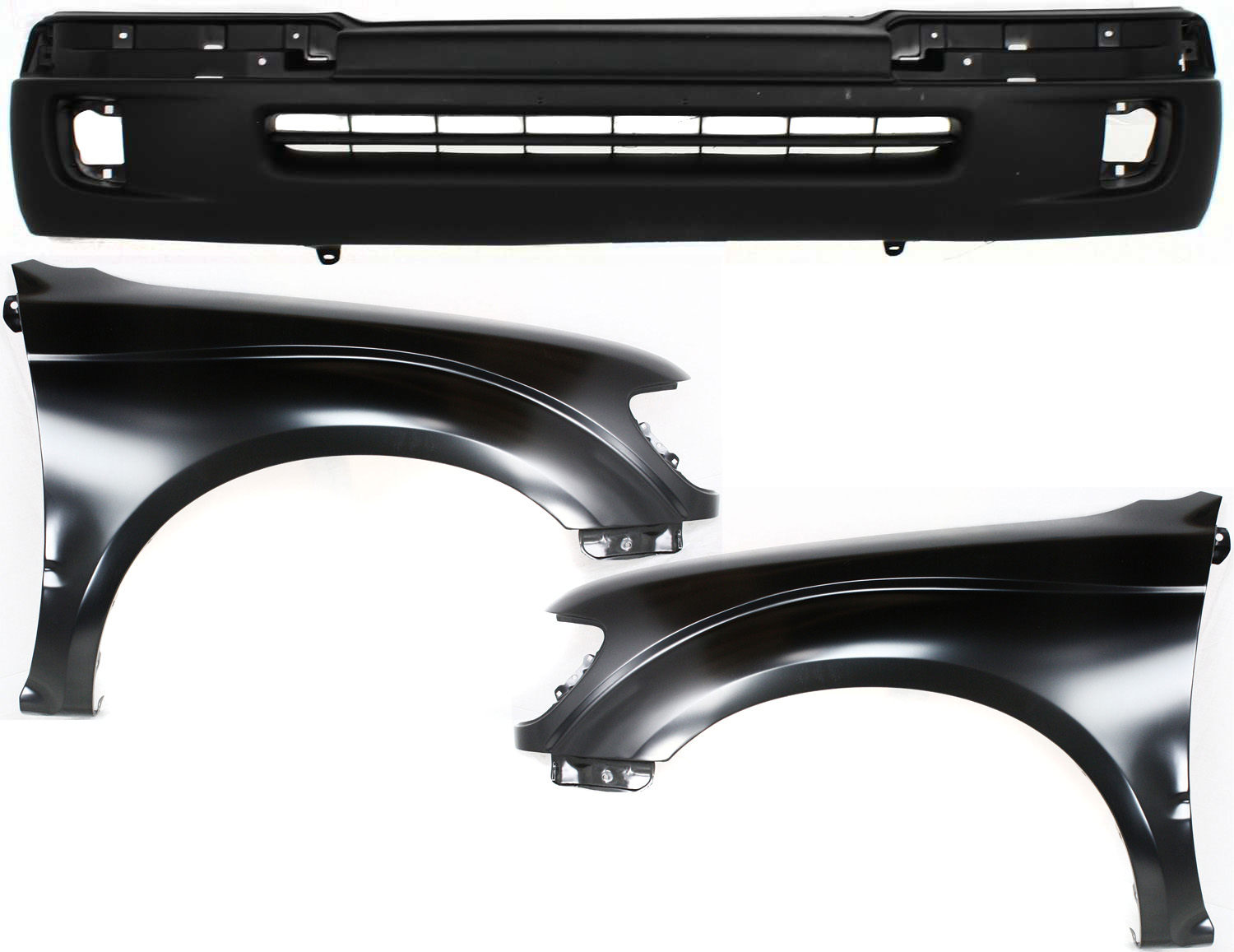 AM TACOMA 98-00 FRONT FENDER RH AND LH 3 pc Kit Includes Bumper Cover SKU KIT 010718-227 Partslink TO1240161 TO1241161 TO1095173 OEM 5381104070-5381204070-53911040