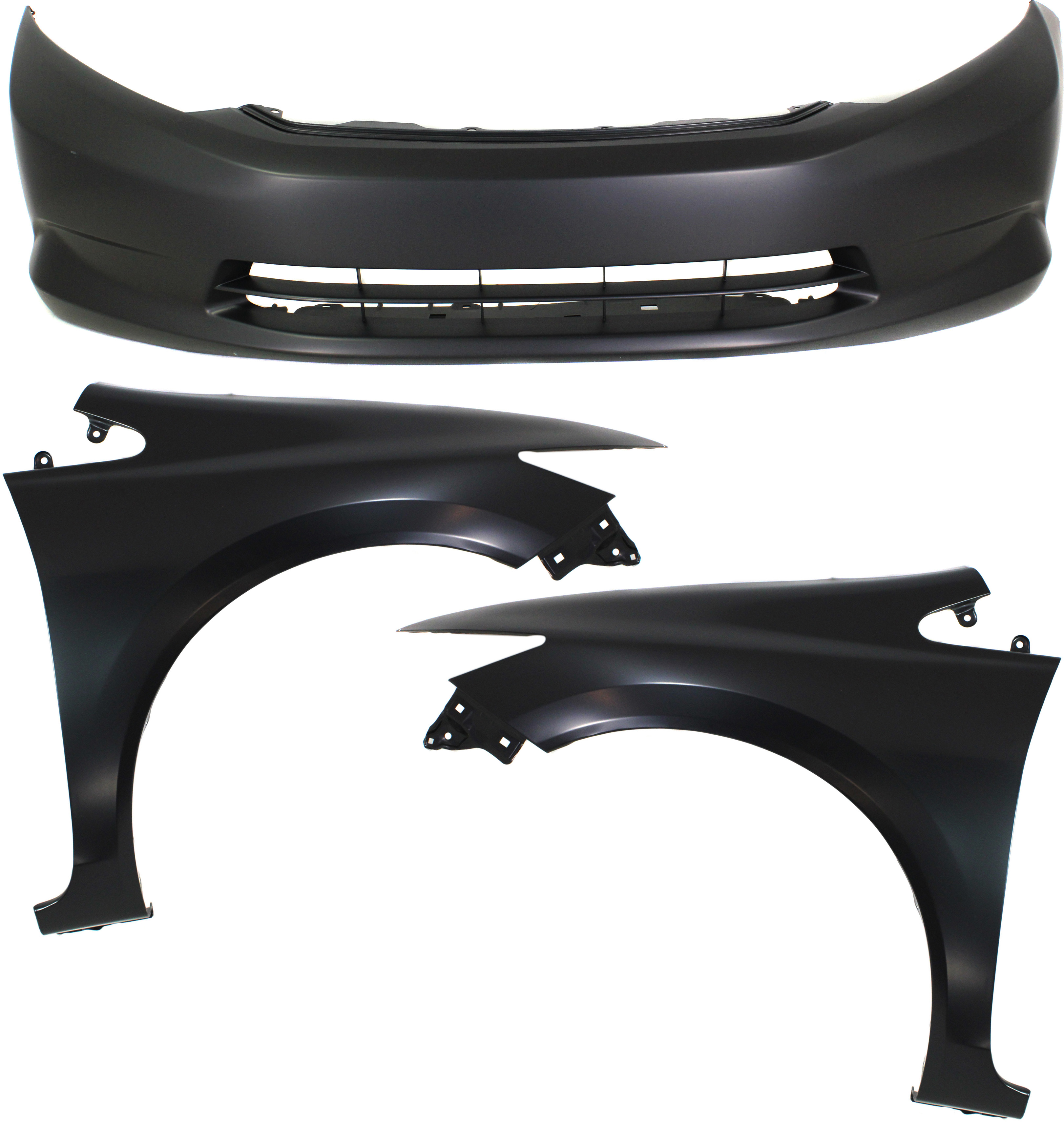 AM CIVIC 12-12 FRONT BUMPER COVER 3 pc Kit Primed with Fenders Sedan SKU KIT 010718-26 Partslink HO1000280 HO1241181 HO1240181 OEM 04711TR3A90ZZ 60211TR6305ZZ 60
