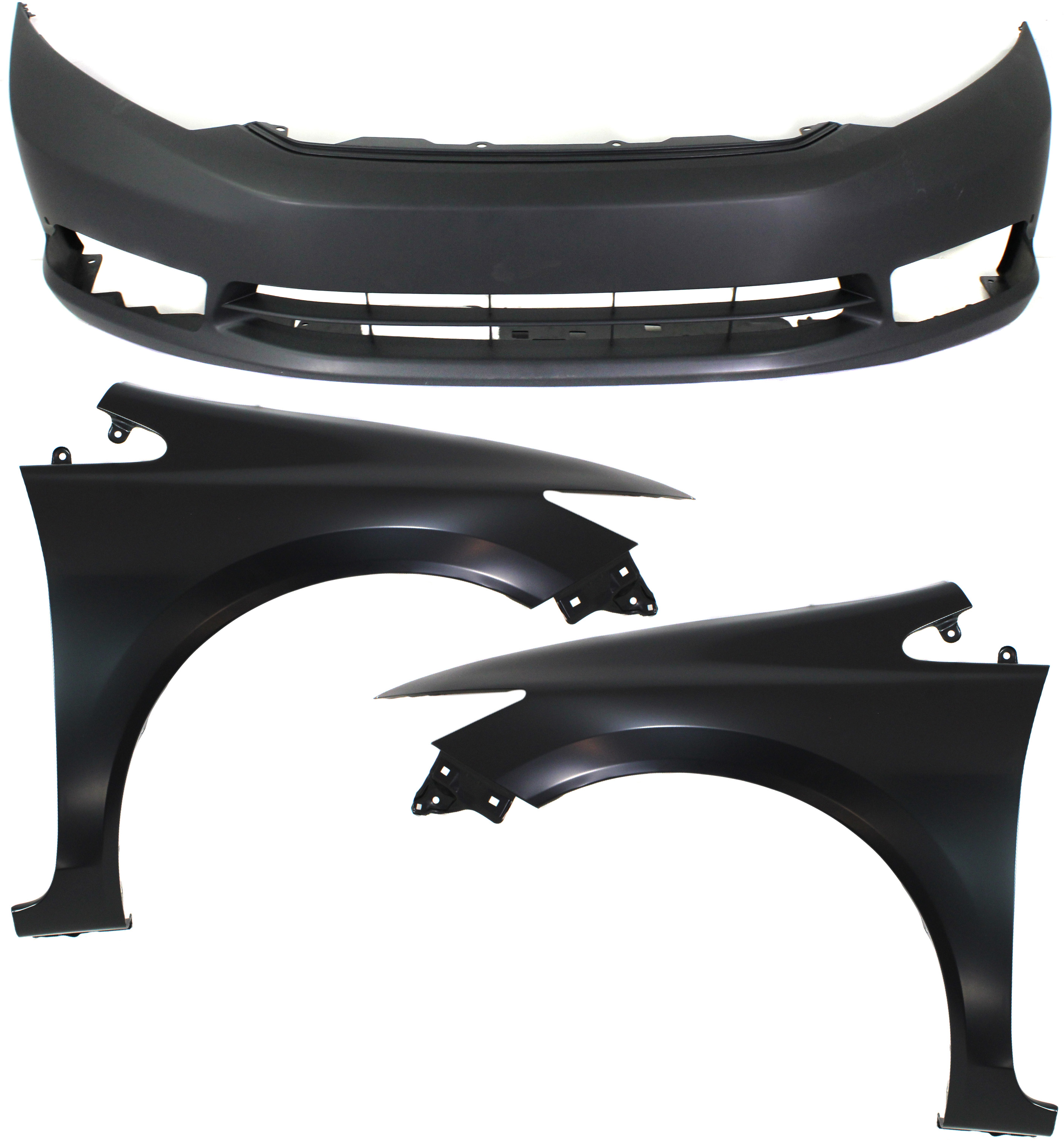 AM CIVIC 12-12 FRONT BUMPER COVER 3 pc Kit with Fenders Sedan SKU KIT 010718-27 Partslink HO1000281 HO1241181 HO1240181 OEM 04711TR3A80ZZ 60211TR6305ZZ 60