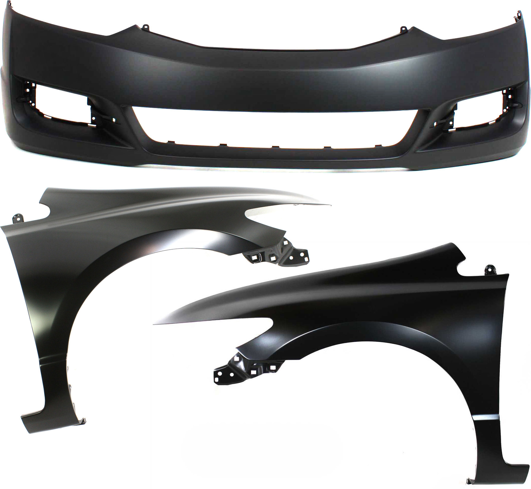 AM CIVIC 09-11 FRONT BUMPER COVER 3 pc Kit with Fenders Coupe CAPA SKU KIT 010718-38 Partslink HO1000262C HO1240169C HO1241169C OEM 04711SVAA80ZZ 60211SVAA90ZZ 60