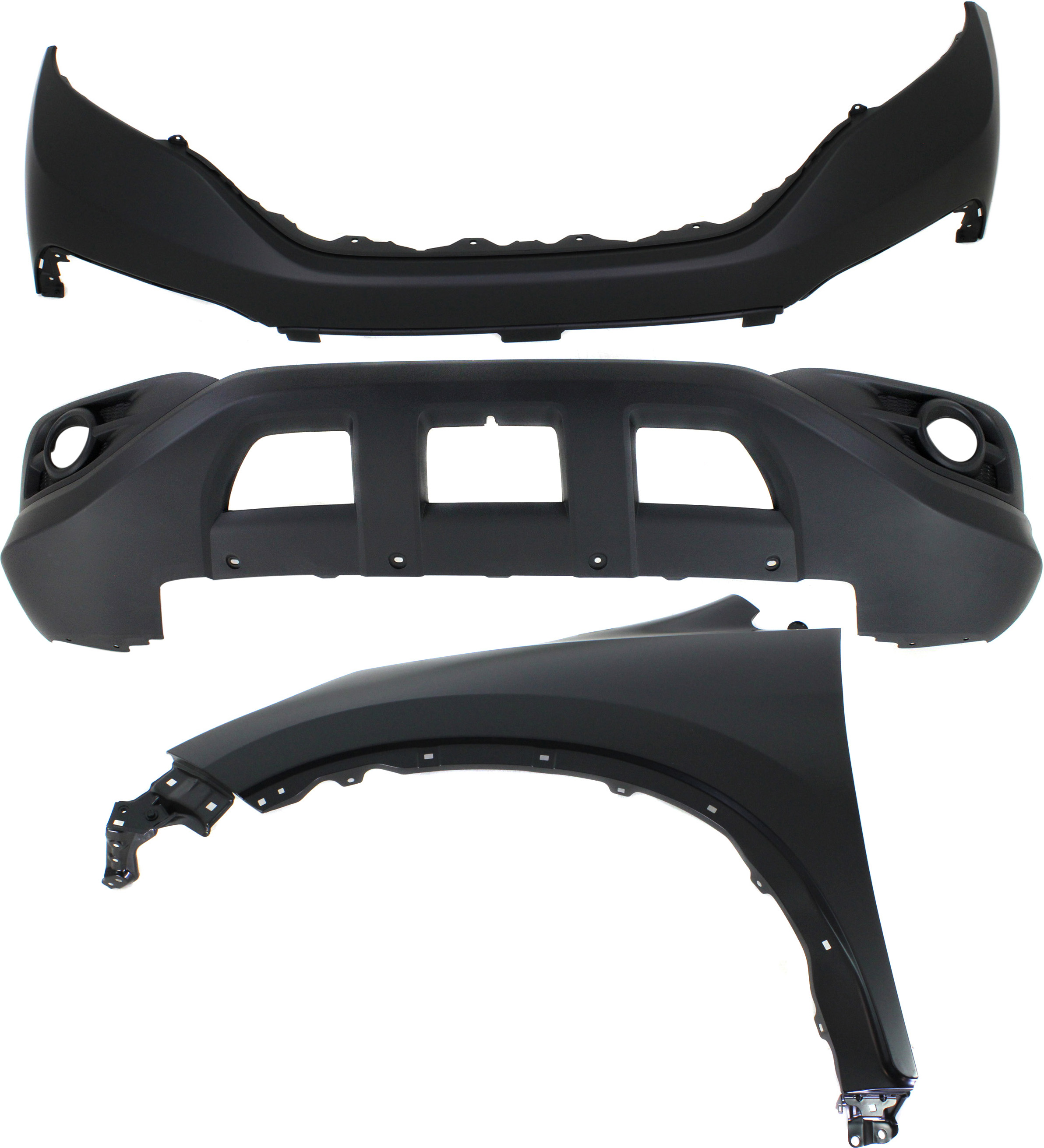 AM CR V 12-14 FRONT BUMPER COVER Upper and Lower 3 pc Kit with Fender CAPA SKU KIT 010718-54 Partslink HO1014100C HO1015107C HO1240184C OEM 04711T0AA90ZZ 04712T0AA90-6026