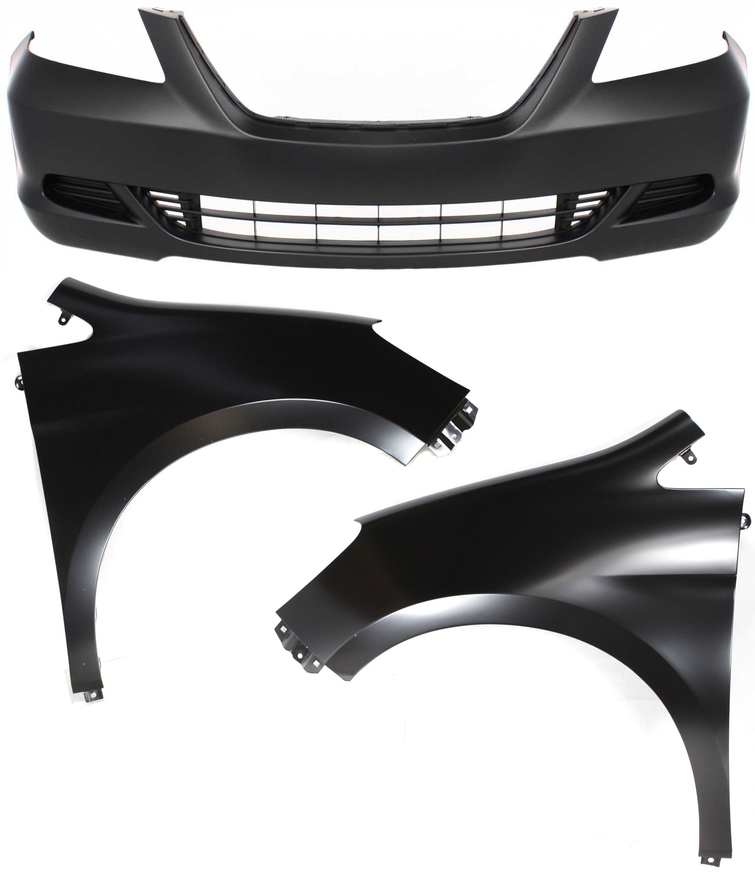 AM ODYSSEY 05-07 FRONT BUMPER COVER 3 pc Kit with Fenders SKU KIT 010718-61 Partslink HO1000222 HO1241163 HO1240163 OEM 04711SHJA90ZZ 60211SHJA90ZZ 60
