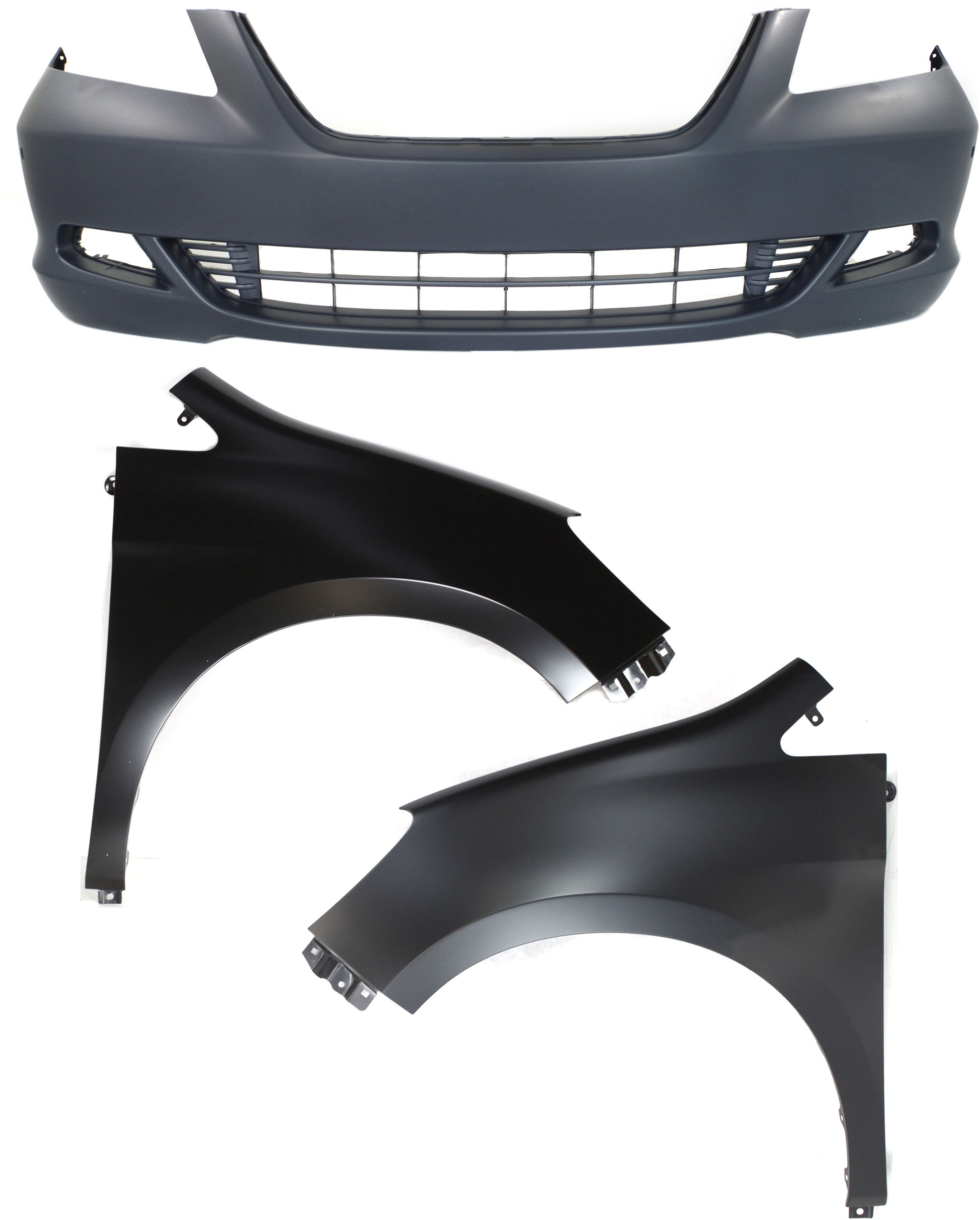AM ODYSSEY 05-07 FRONT BUMPER COVER 3 pc Kit with Fenders CAPA SKU KIT 010718-67 Partslink HO1000223C HO1240163C HO1241163C OEM 04711SHJA80ZZ 60211SHJA90ZZ 60