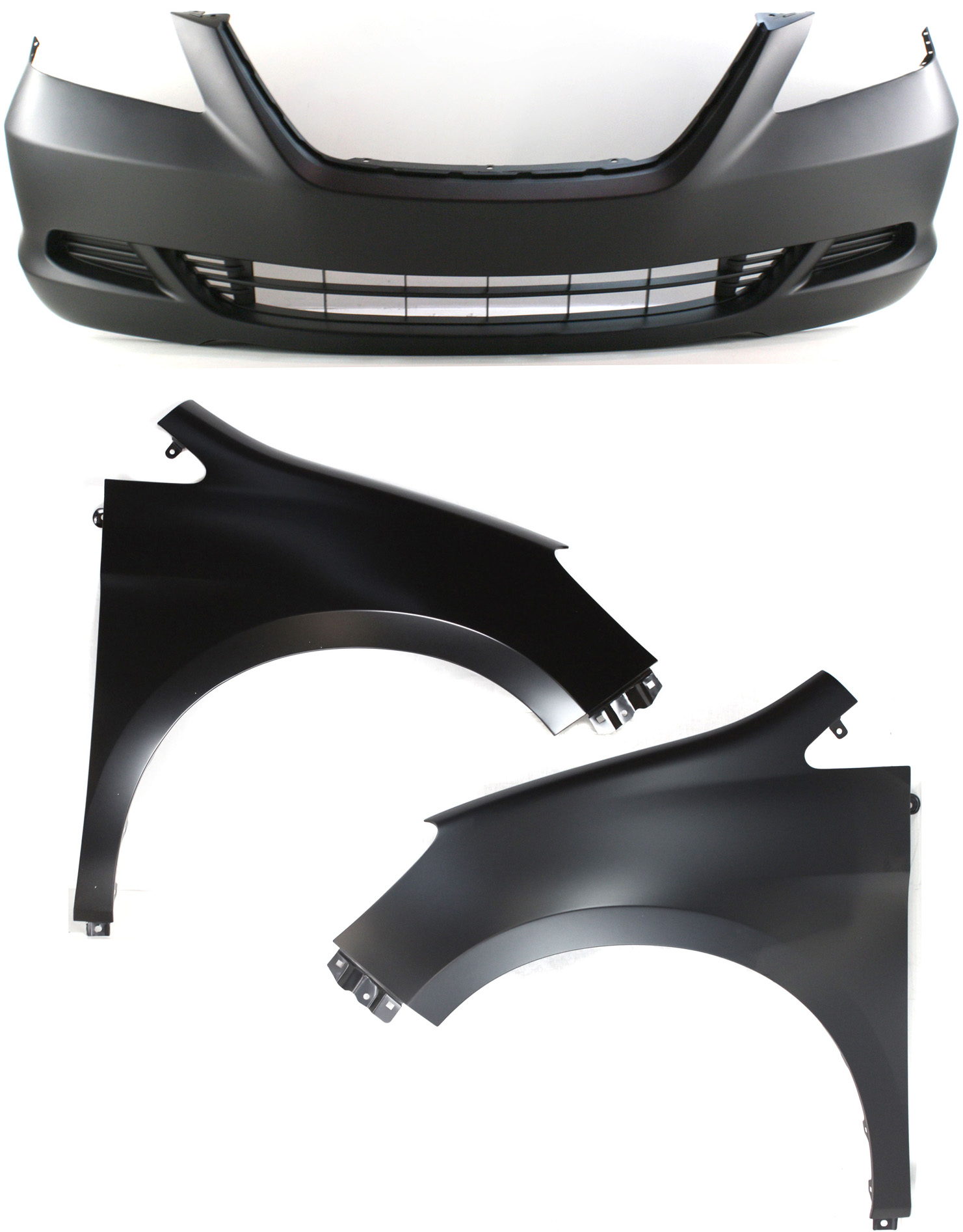 AM ODYSSEY 05-07 FRONT BUMPER COVER 3 pc Kit with Fenders CAPA SKU KIT 010718-68 Partslink HO1000222C HO1240163C HO1241163C OEM 04711SHJA90ZZ 60211SHJA90ZZ 60