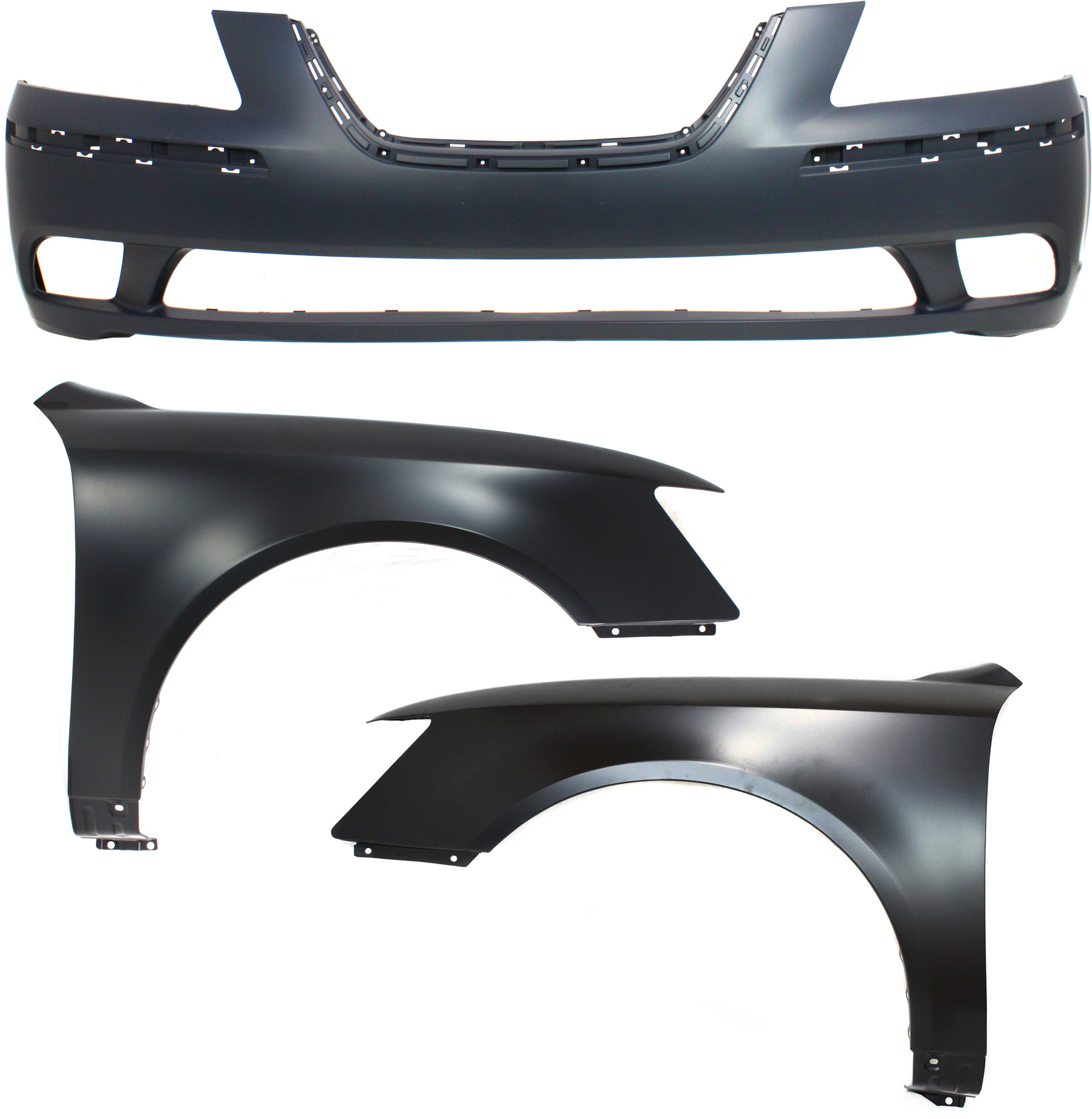 AM SONATA 09-10 FRONT BUMPER COVER 3 pc Kit with Fenders CAPA SKU KIT 010718-77 Partslink HY1000178C HY1240134C HY1241134C OEM 663100A000-663200A000-865110A7