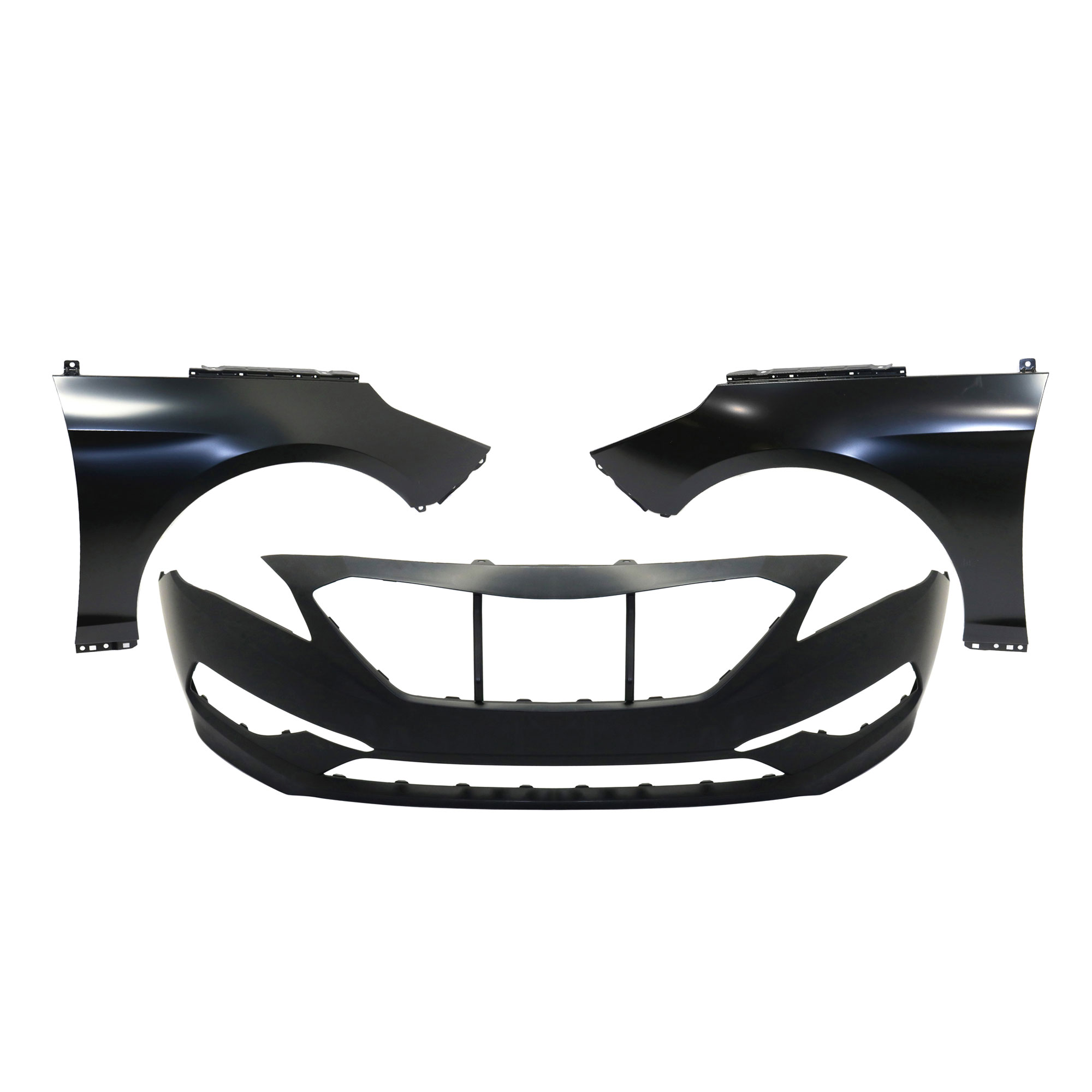 AM SONATA 15-17 FRONT BUMPER COVER Primed 3 pc kit with Fenders CAPA SKU KIT 010718-81 Partslink HY1000205C HY1240161C HY1241161C OEM 66311C1000-66321C1000-86511C20