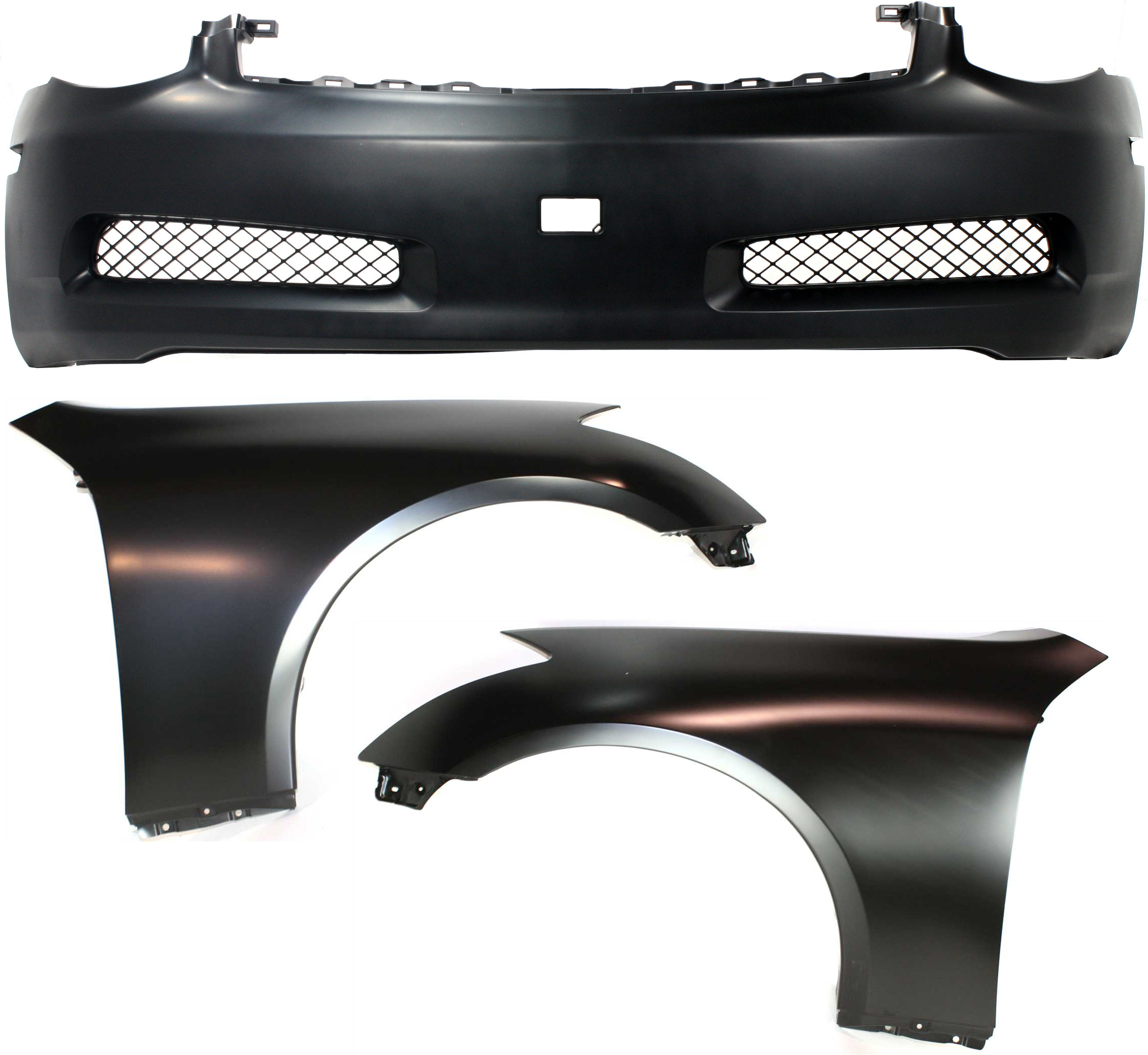 AM G35-03-07 FRONT BUMPER COVER 3 pc Kit with Fenders Coupe SKU KIT 010718-82 Partslink IN1000122 IN1241108 IN1240108 OEM 62022AM840-63100AM830-63101AM8