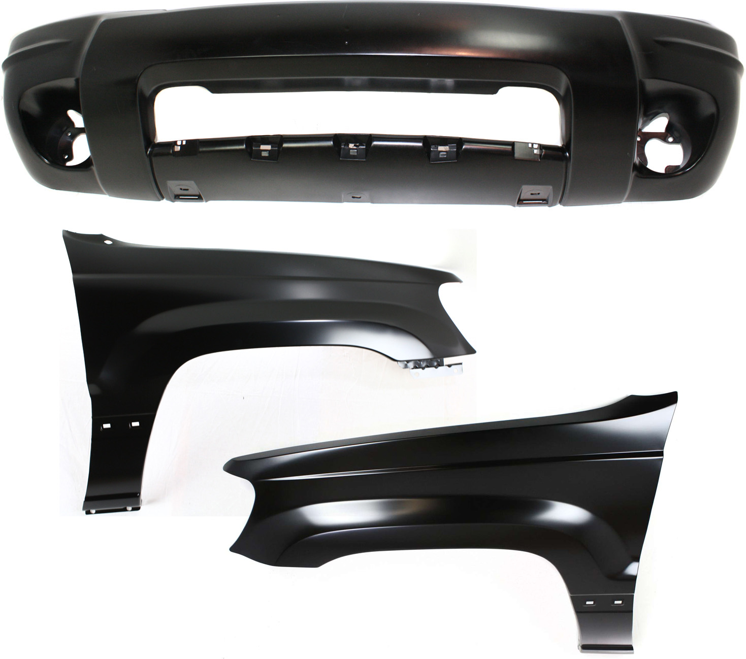 AM GRAND CHEROKEE 04-04 FRONT BUMPER COVER 3 pc Kit with Fenders SKU KIT 010718-84 Partslink CH1000920 CH1241211 CH1240211 OEM 5JF89TZZAD 55135900AC 55135901