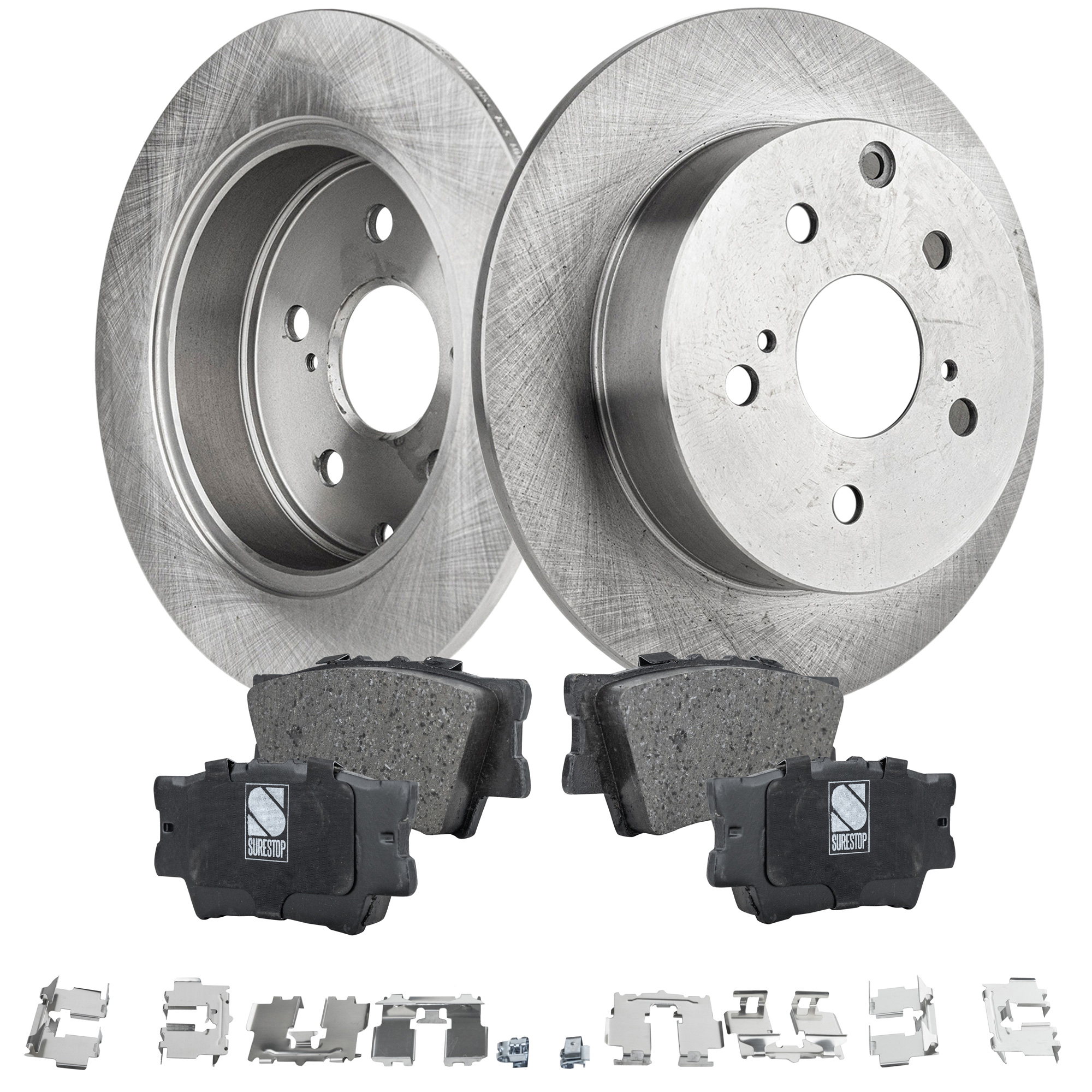 AM MATRIX 09-13 VIBE 09-10 REAR BRAKE DISC AND PAD KIT 4 pc Kit SKU KIT 010722-115 OEM 4243102220-19184276-0446602220