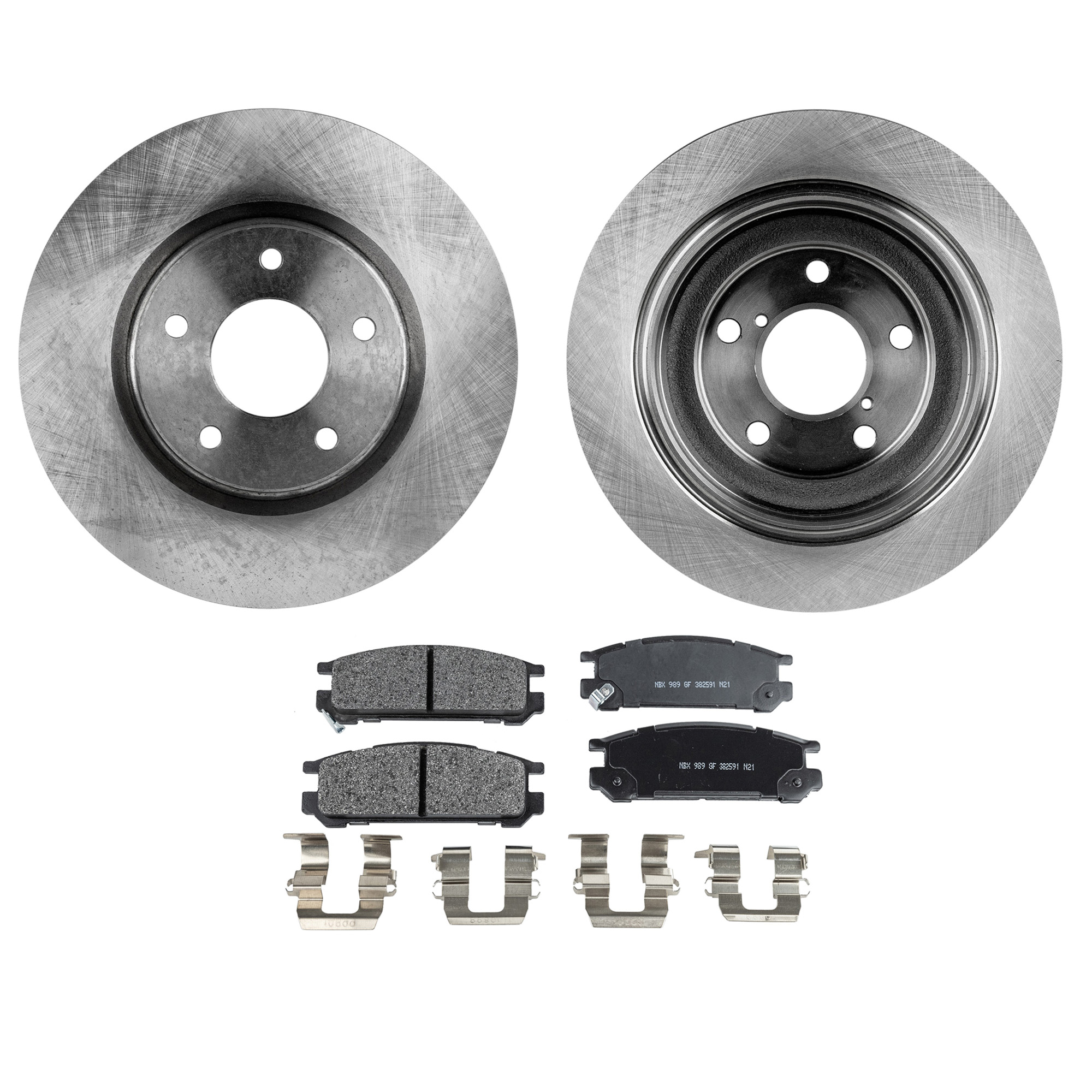 AM LEGACY 90-99 IMPREZA 93-98 REAR BRAKE DISC AND PAD KIT 4 pc Kit SKU KIT 010722-138 OEM 26310AA050-26310AA051-26310AA0