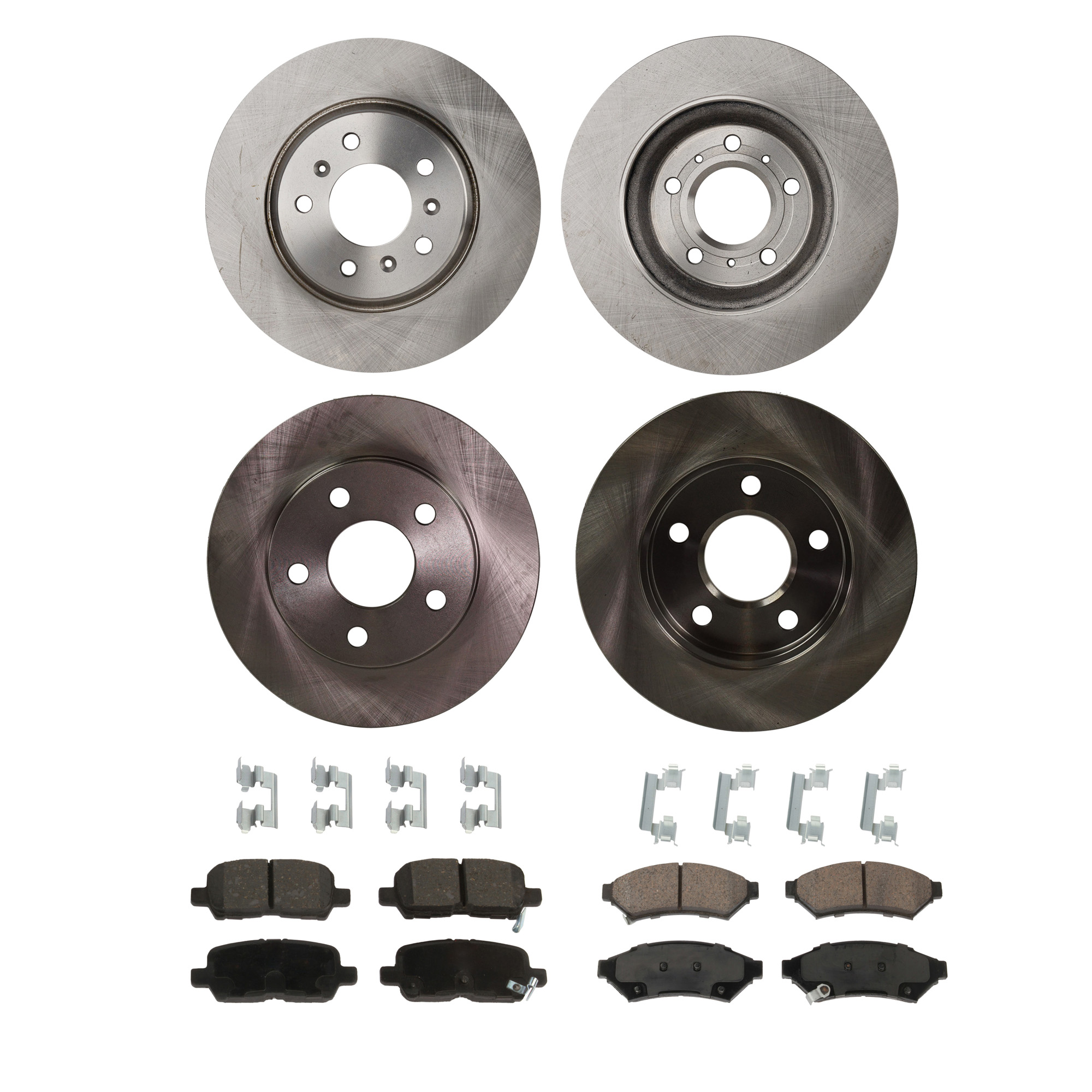 AM GRAND PRIX 05-08 LACROSSE 05-09 FRONT AND REAR BRAKE DISC AND PAD KIT 4 Wheel Set Plain Surface SKU KIT 010722-179 OEM 180-486-991-804-869-000-000-000-000