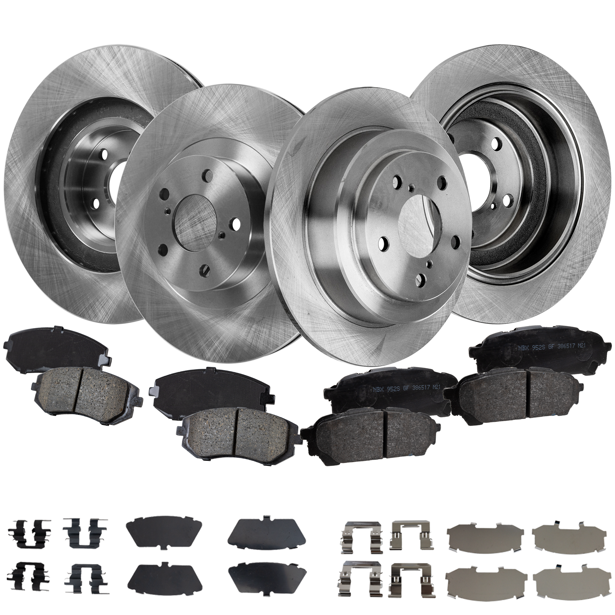 AM 9-2X 05-06 FRONT AND REAR BRAKE DISC AND PAD KIT 4 Wheel Set SKU KIT 010722-184 OEM 26310AA050-26310AA051-26310AA0