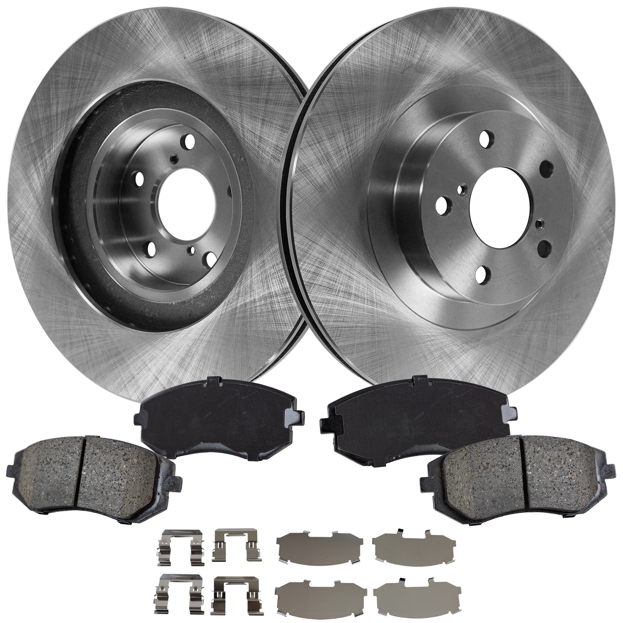 AM IMPREZA 02-08 FRONT BRAKE DISC AND PAD KIT 4 pc kit SKU KIT 010722-22 OEM 26300AE060-26310AC040-26310AC0