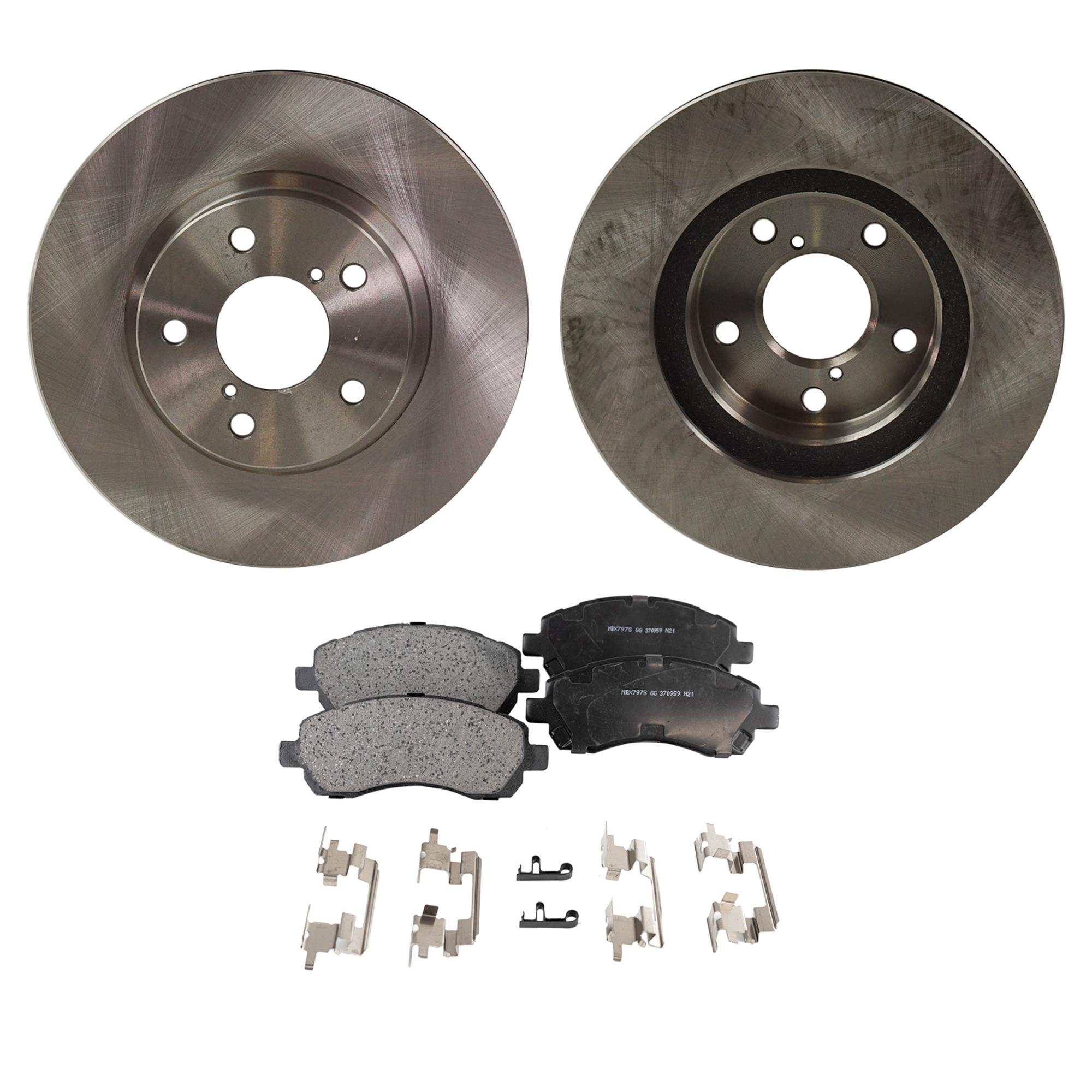 AM IMPREZA 97-01 LEGACY 97-00 FRONT BRAKE DISC AND PAD KIT 4 pc kit SKU KIT 010722-37 OEM 26310AA030-26310AA031-26310AA0