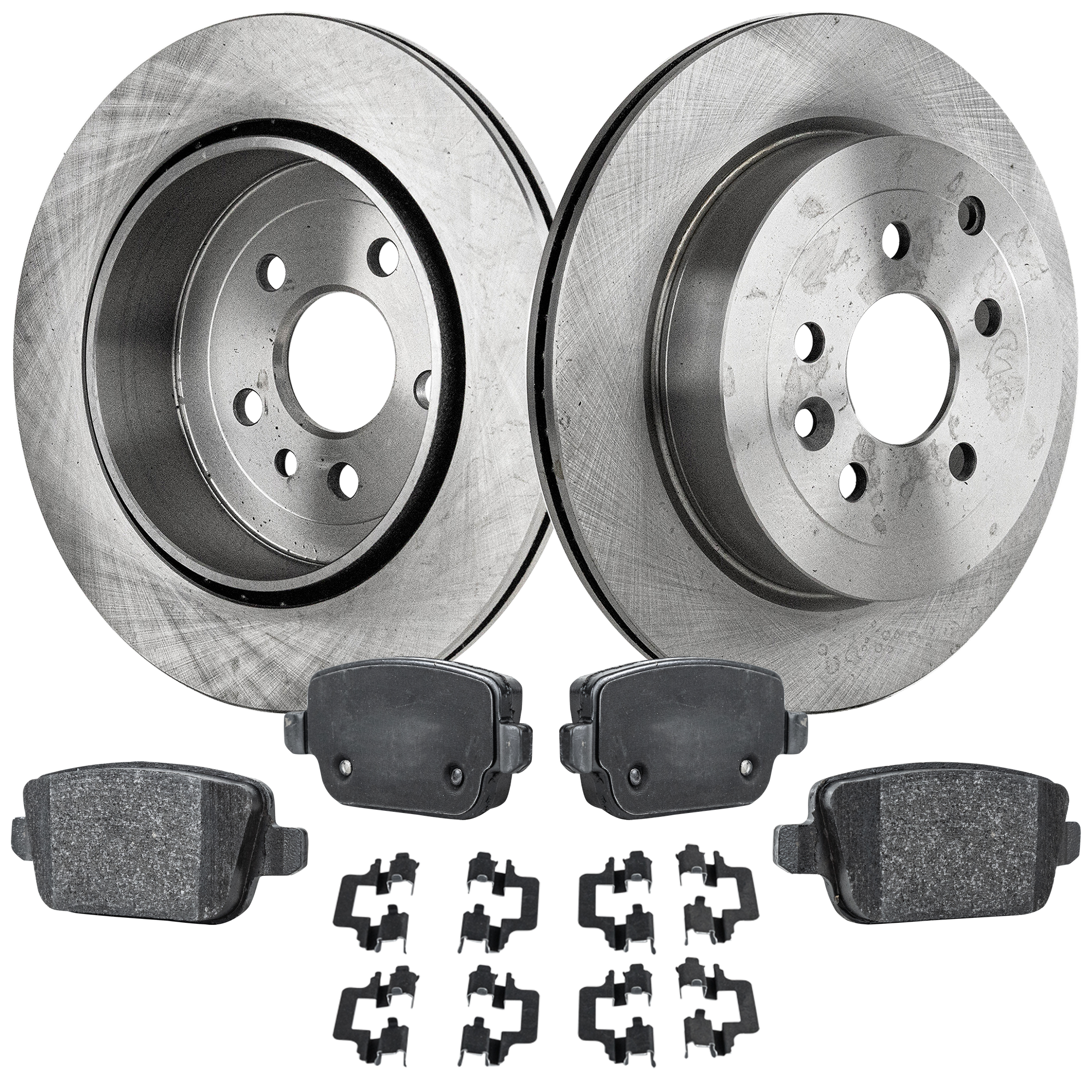 AM LR2-08-12 REAR BRAKE DISC AND PAD KIT 2 Wheel Set Plain Surface SKU KIT 010923-01 OEM 34379-45500-850087-60011017-34