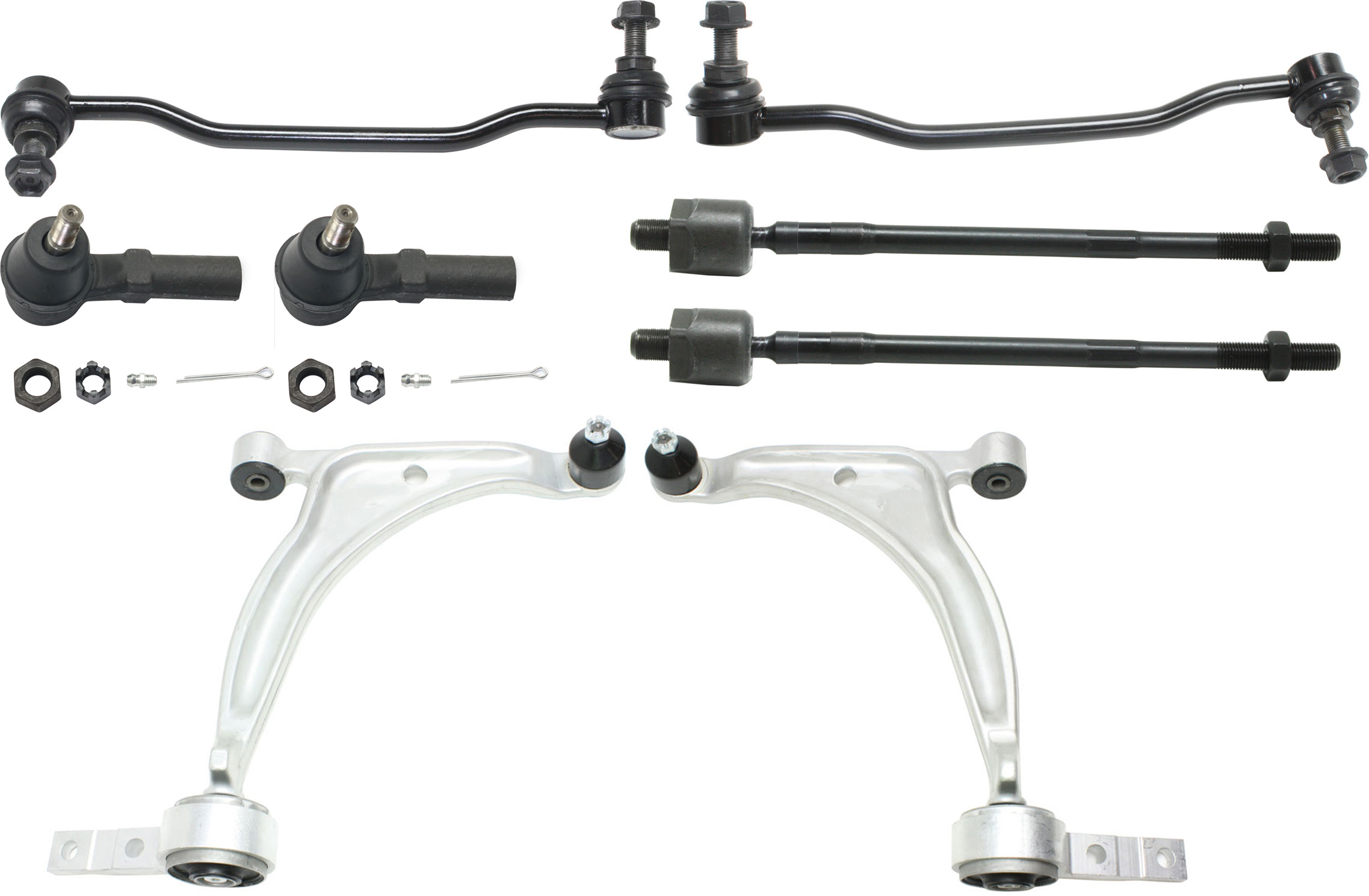 AM ALTIMA 05-06 FRONT CONTROL ARM KIT RH AND LH Lower w ball joint s 8 pc Kit with Sway Bar Link and Tie Rod End SKU KIT 011015-02 Partslink NI4520101 OEM 545017Y00A 545018J000-545007Y0