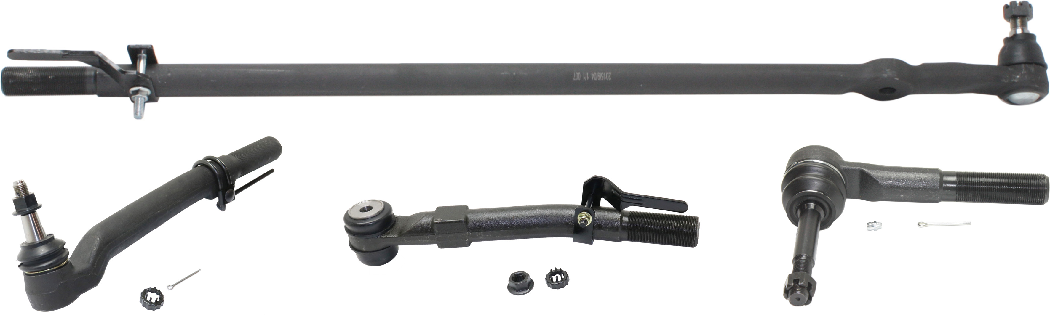 AM F 250 F 350 SUPER DUTY 05-10 FRONT SUSPENSION KIT 4 pc kit with Drag Link and Tie Rod Ends SKU KIT 011018-13 OEM 2696117-4101095-4101095B 45A30