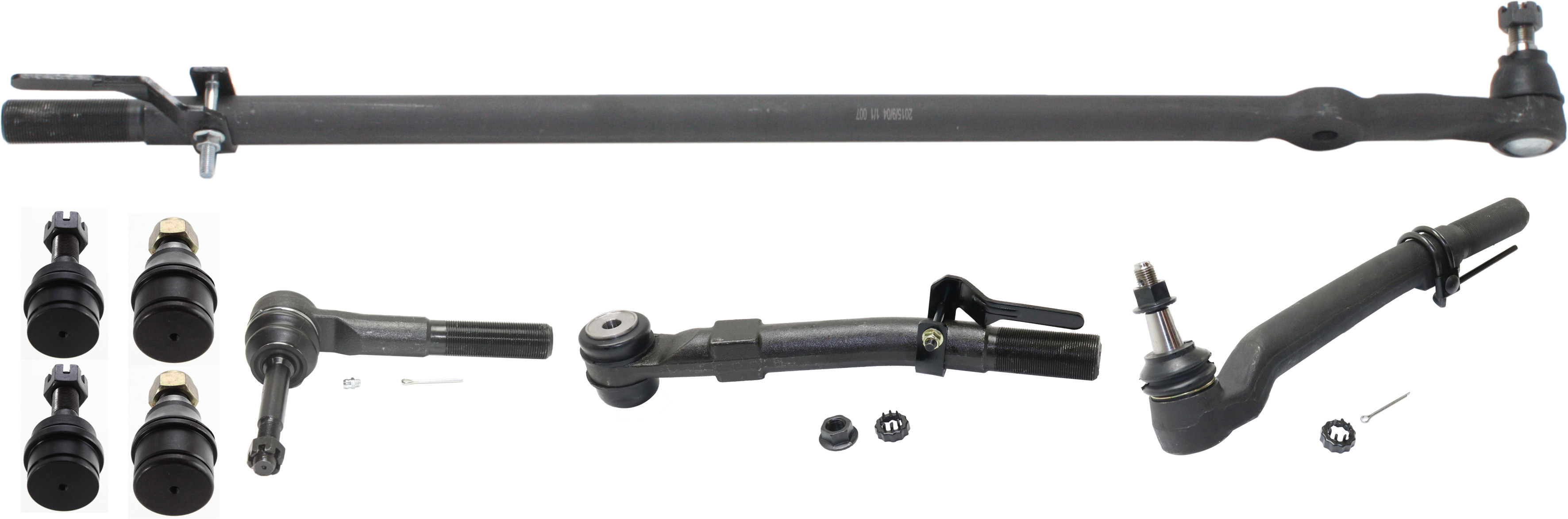 AM F 250 F 350 SUPER DUTY 05-10 FRONT SUSPENSION KIT RH AND LH 8 pc kit with Ball Joints Drag Link and Tie Rod Ends SKU KIT 011018-14 OEM 10339-104273-2601248-260164