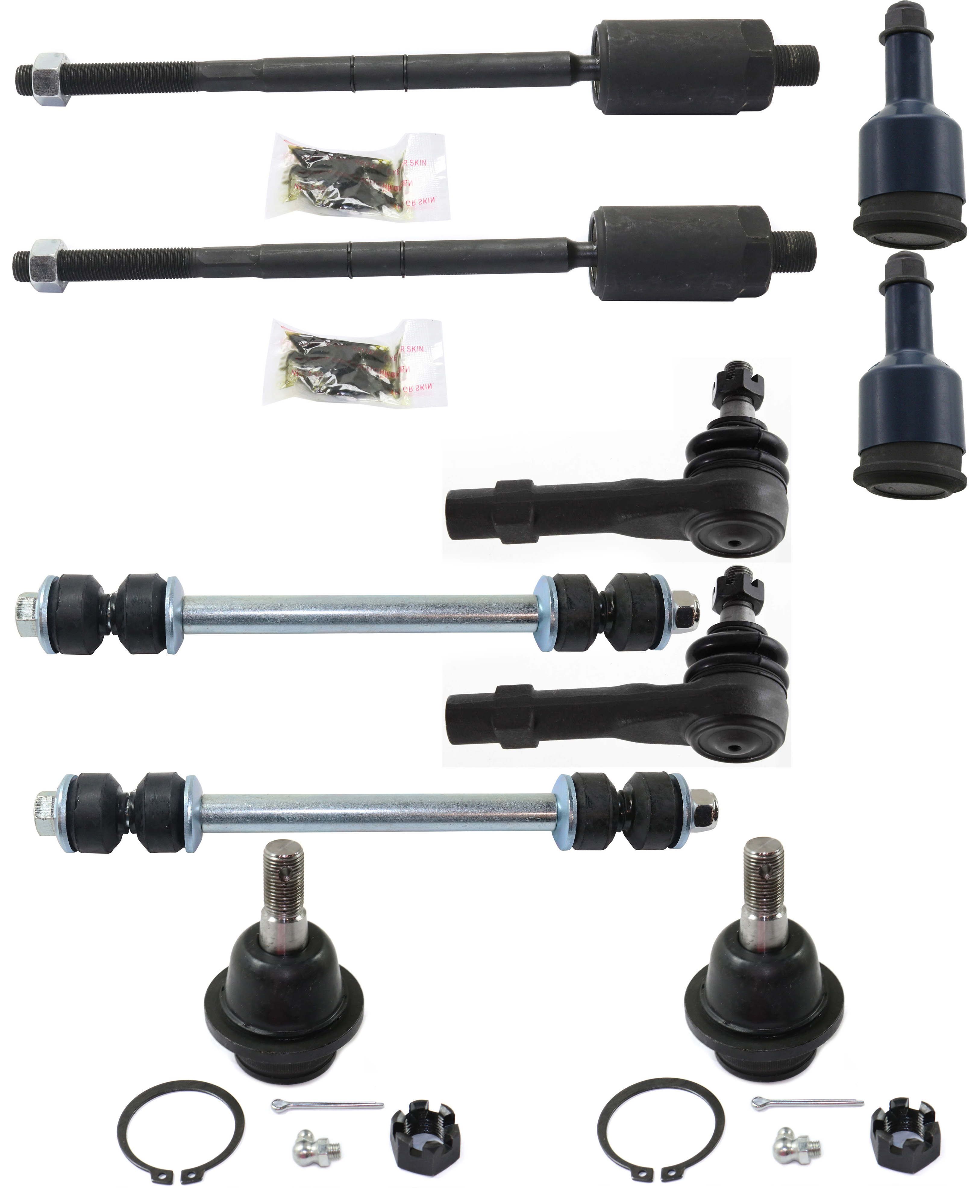 AM EXPLORER MOUNTAINEER 02-03 FRONT SUSPENSION KIT RH AND LH 10 pc Kit with Sway Bar Links Ball Joints and Tie Rod Ends SKU KIT 011018-18 OEM 104222-285019-1016769-2601460