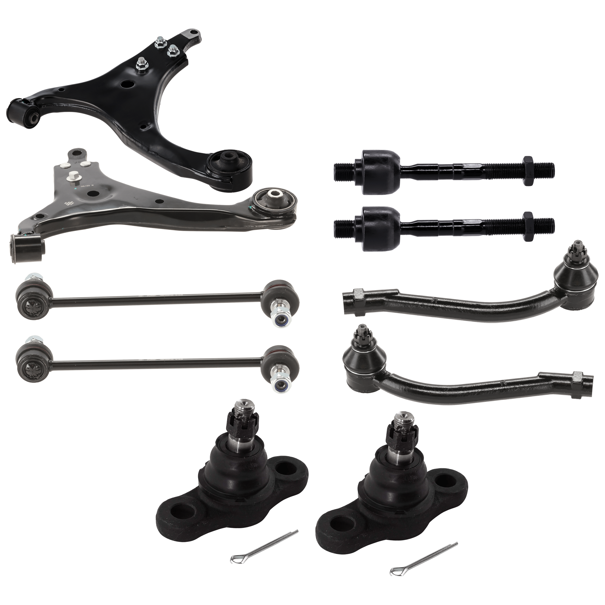 AM ELANTRA 07-12 FRONT CONTROL ARM KIT RH AND LH Lower w ball joint s 10 pc Kit with Ball Joint Sway Bar Link and Tie Rod End SKU KIT 011018-20 OEM 545002H000-545002H100-545012H0