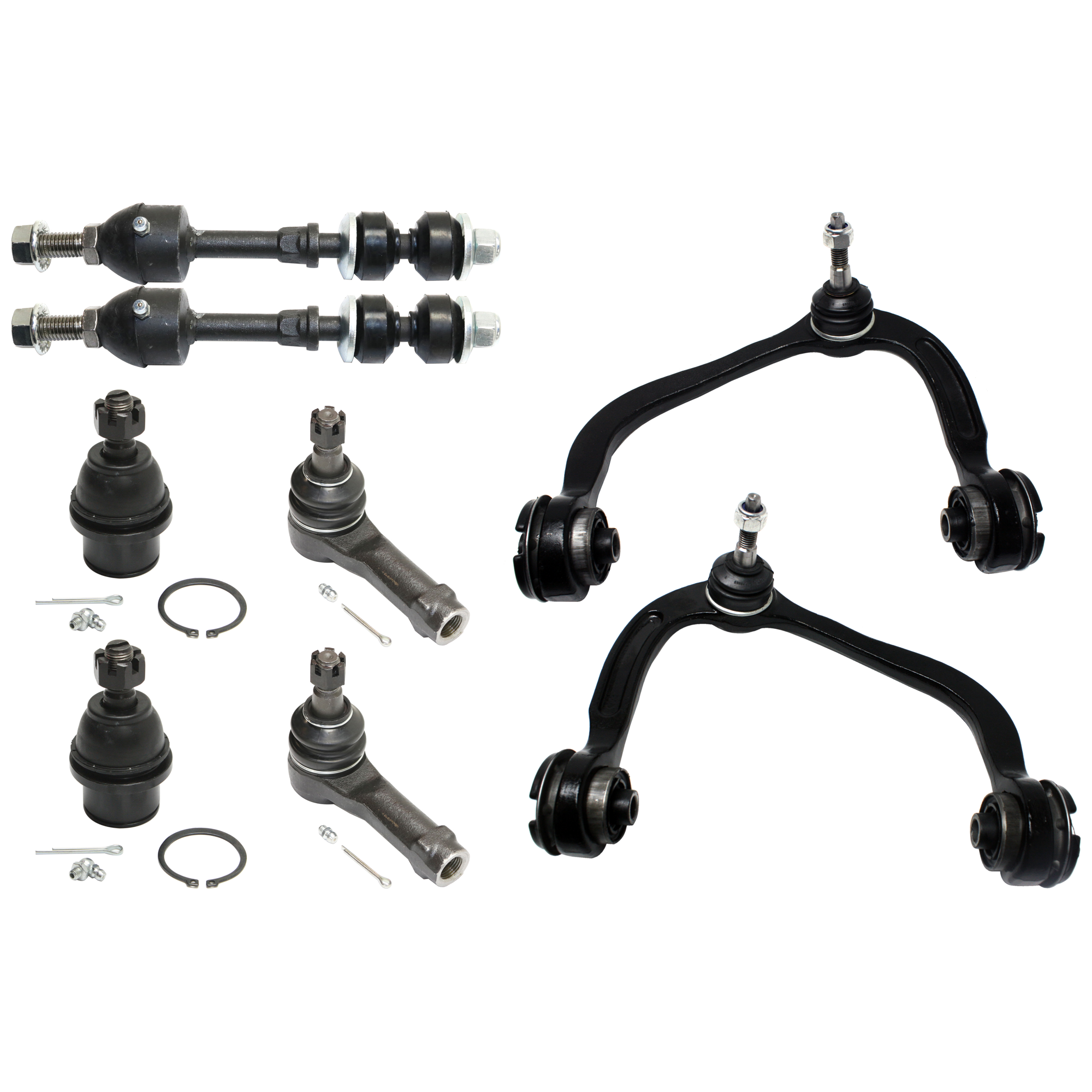 AM F 150-05-08 MARK LT 06-08 FRONT CONTROL ARM KIT RH AND LH Upper 8 pc kit with Ball Joints Sway Bar Links and Tie Rod Ends SKU KIT 011018-23 OEM 104298-104368-5051314-2L1Z3050