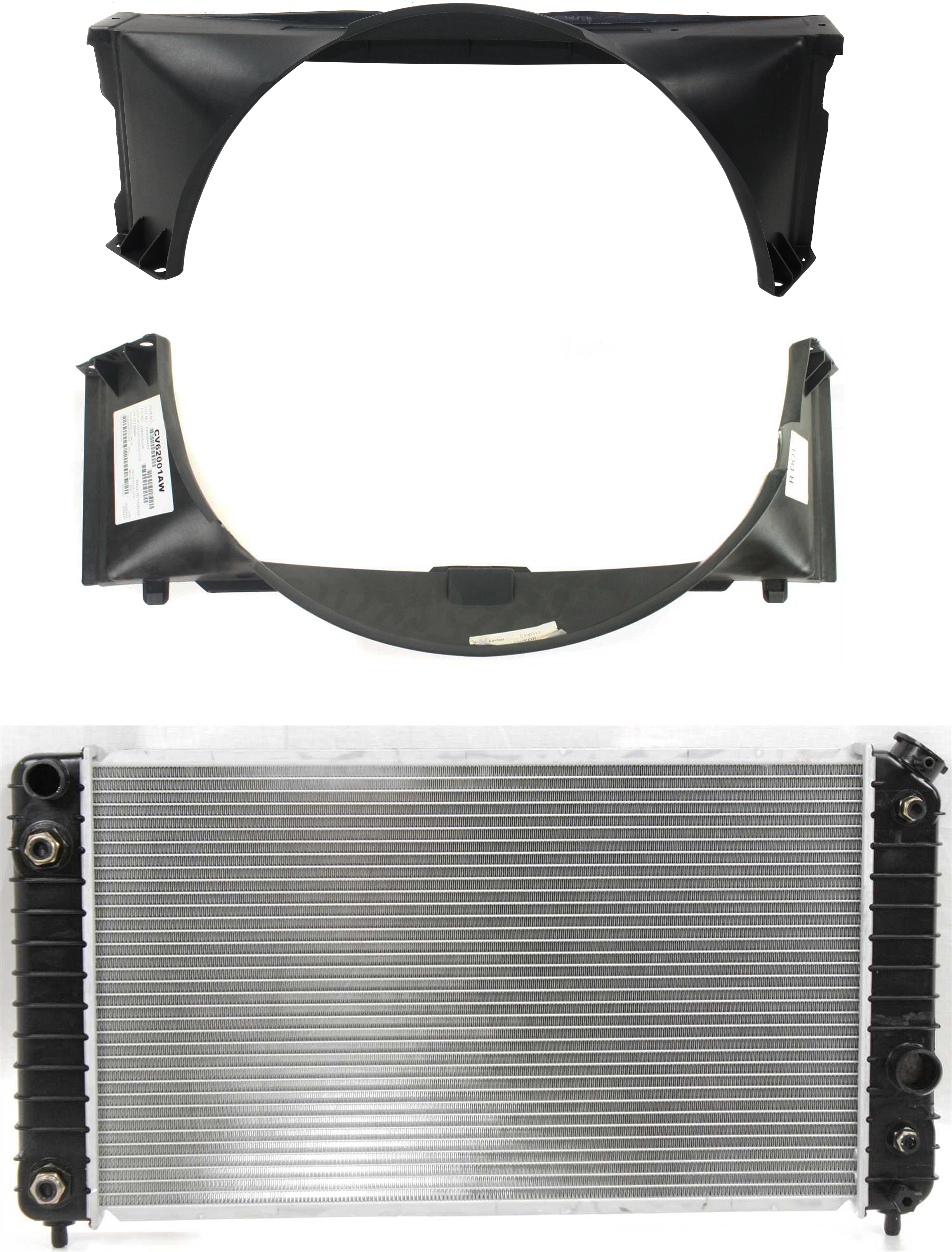 AM BRAVADA 96-01 BLAZER 96-05 RADIATOR 4.3L Eng. 3 pc Kit with Fan Shroud SKU KIT 011019-06 Partslink GM3010229 GM3110124 GM3110125 OEM 52472963-15736666-15133506