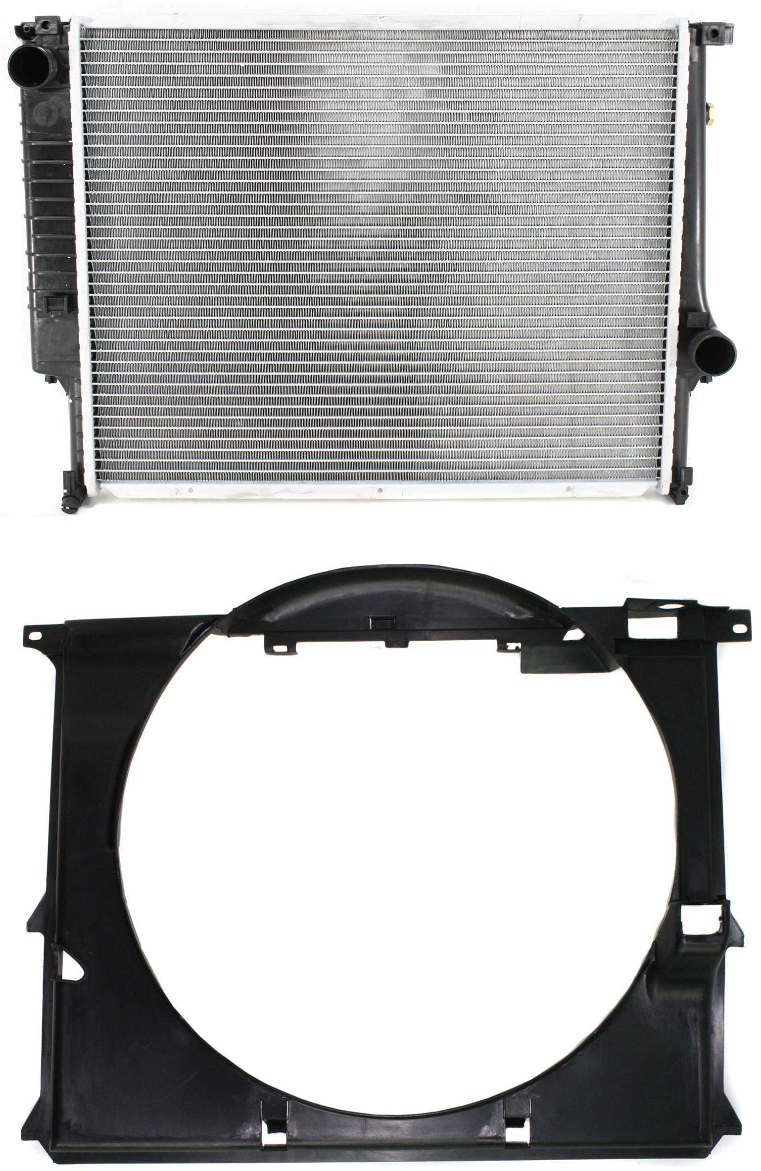 AM 3 SERIES 92-99 RADIATOR 6 Cyl. Eng. 2 pc Kit with Fan Shroud SKU KIT 011019-12 Partslink BM3010105 BM3110101 OEM 17111469179-17111723031