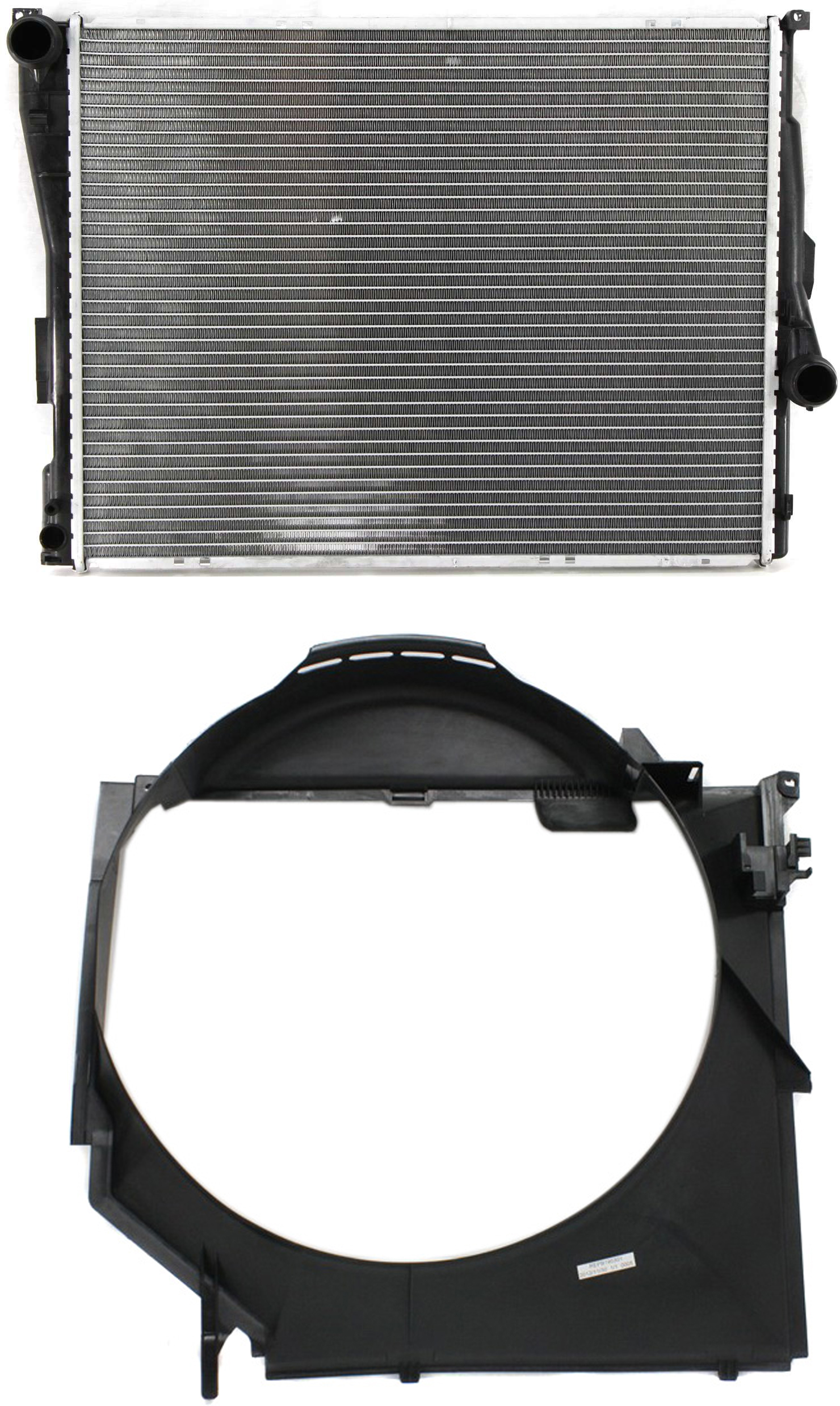 AM 3 SERIES 99-06 RADIATOR 2 pc Kit with Fan Shroud SKU KIT 011019-13 Partslink BM3010107 OEM 17119071519-17111436259
