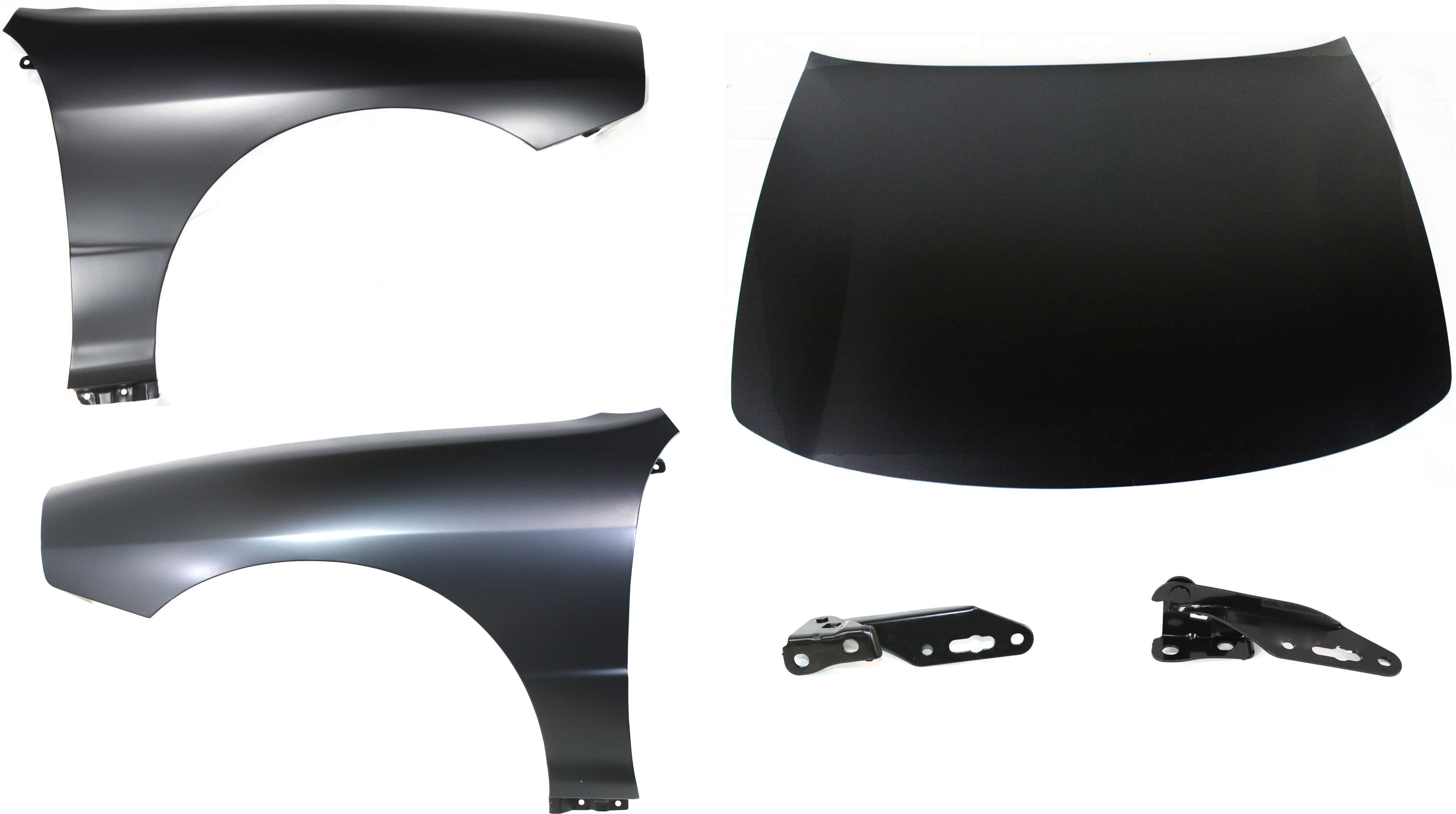 AM INTEGRA 94-01 HOOD 5 pc Kit with Fenders and Hood Hinges SKU KIT 011116-46 Partslink AC1230105 AC1240107 AC1241107 HO1236105 HO1236106 OEM 60100ST7A90ZZ 60261ST7A91ZZ 60