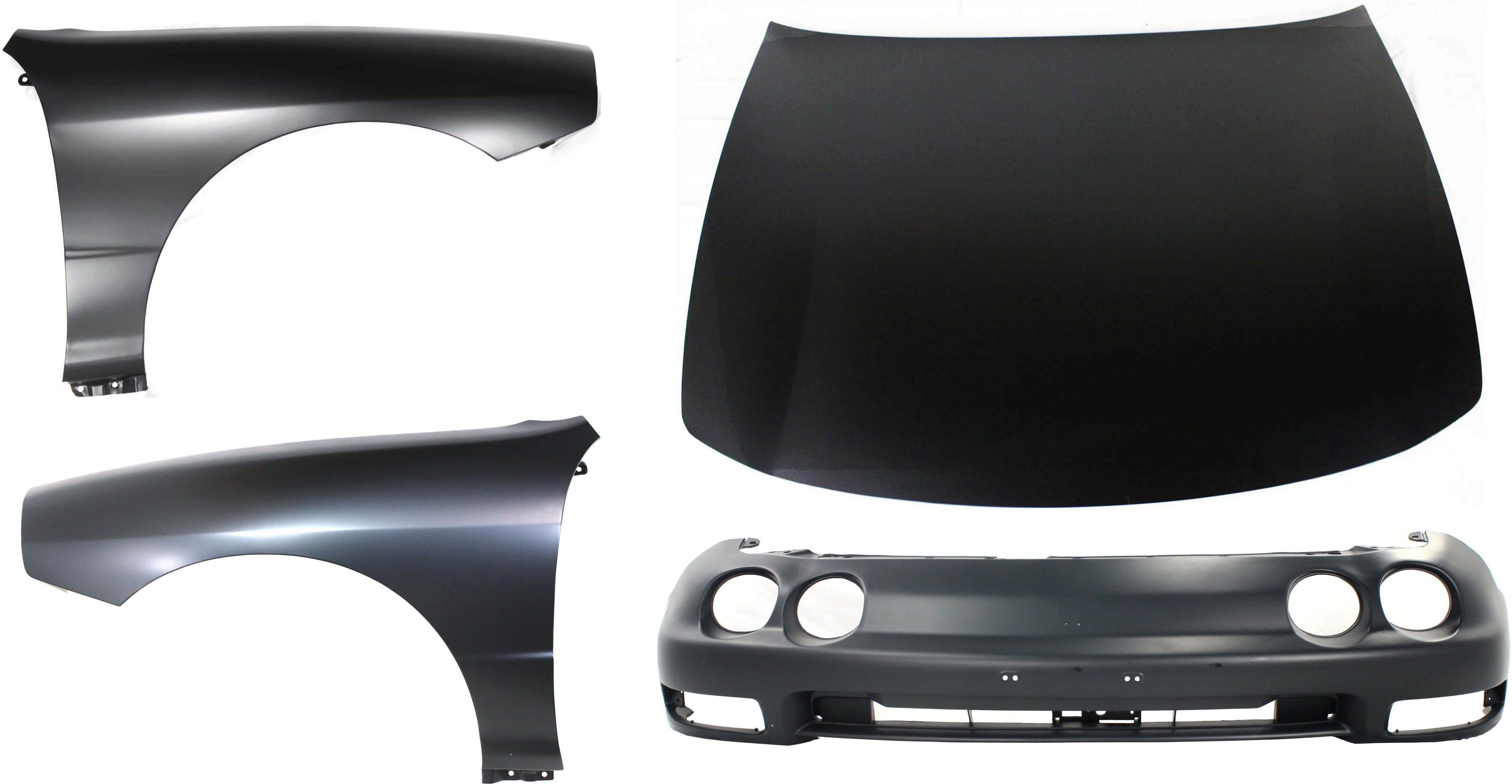 AM INTEGRA 94-97 HOOD 4 pc Kit with Bumper Cover and Fenders SKU KIT 011116-47 Partslink AC1230105 AC1000128 AC1240107 AC1241107 OEM 60100ST7A90ZZ 04711ST7405ZZ 60