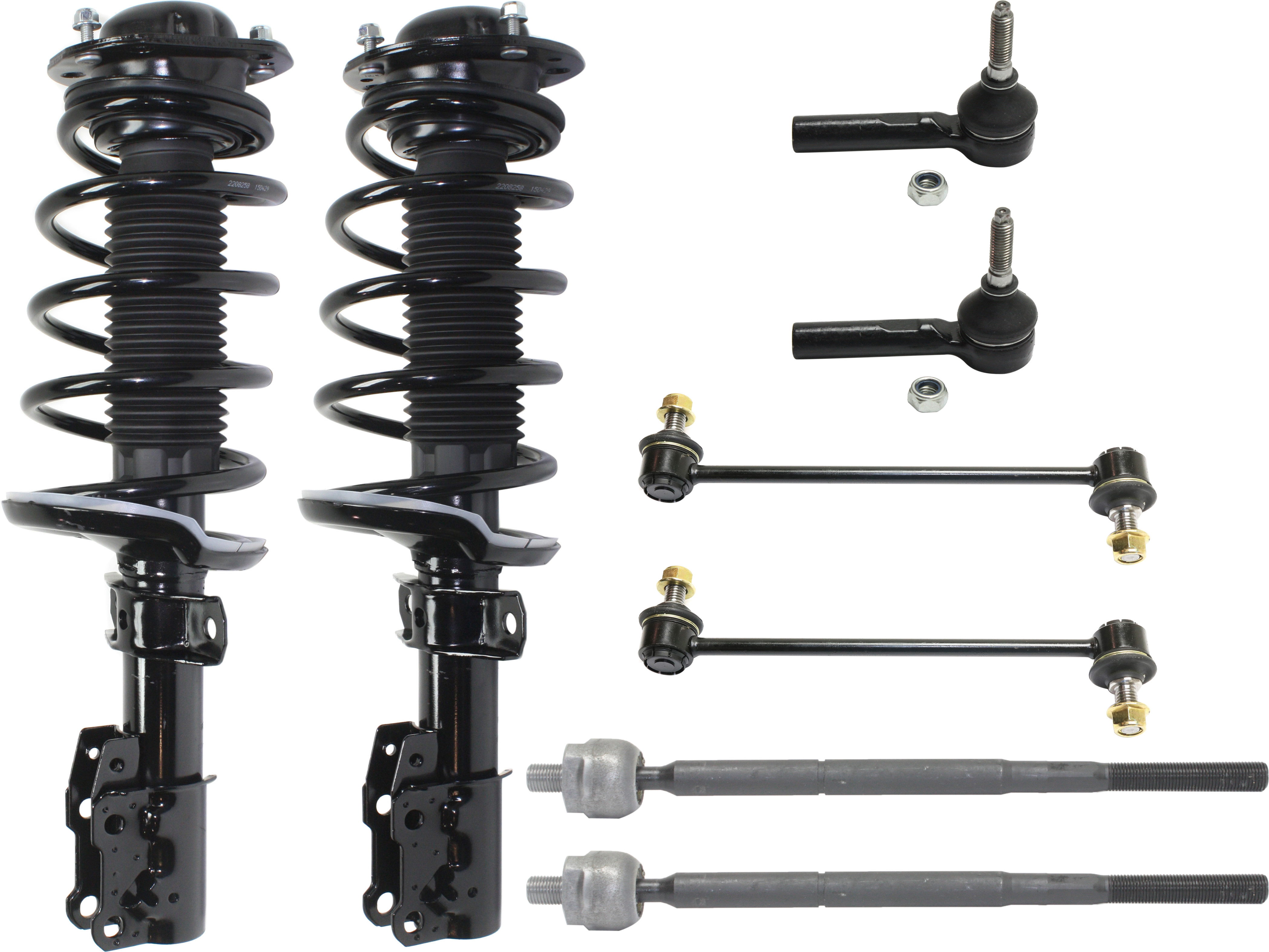 AM COBALT 05-10 HHR 06-11 FRONT SUSPENSION KIT RH AND LH 8 pc kit with Loaded Struts Sway Bar Links and Tie Rod Ends SKU KIT 011316-06 OEM 19181044-19181251-10368516-889