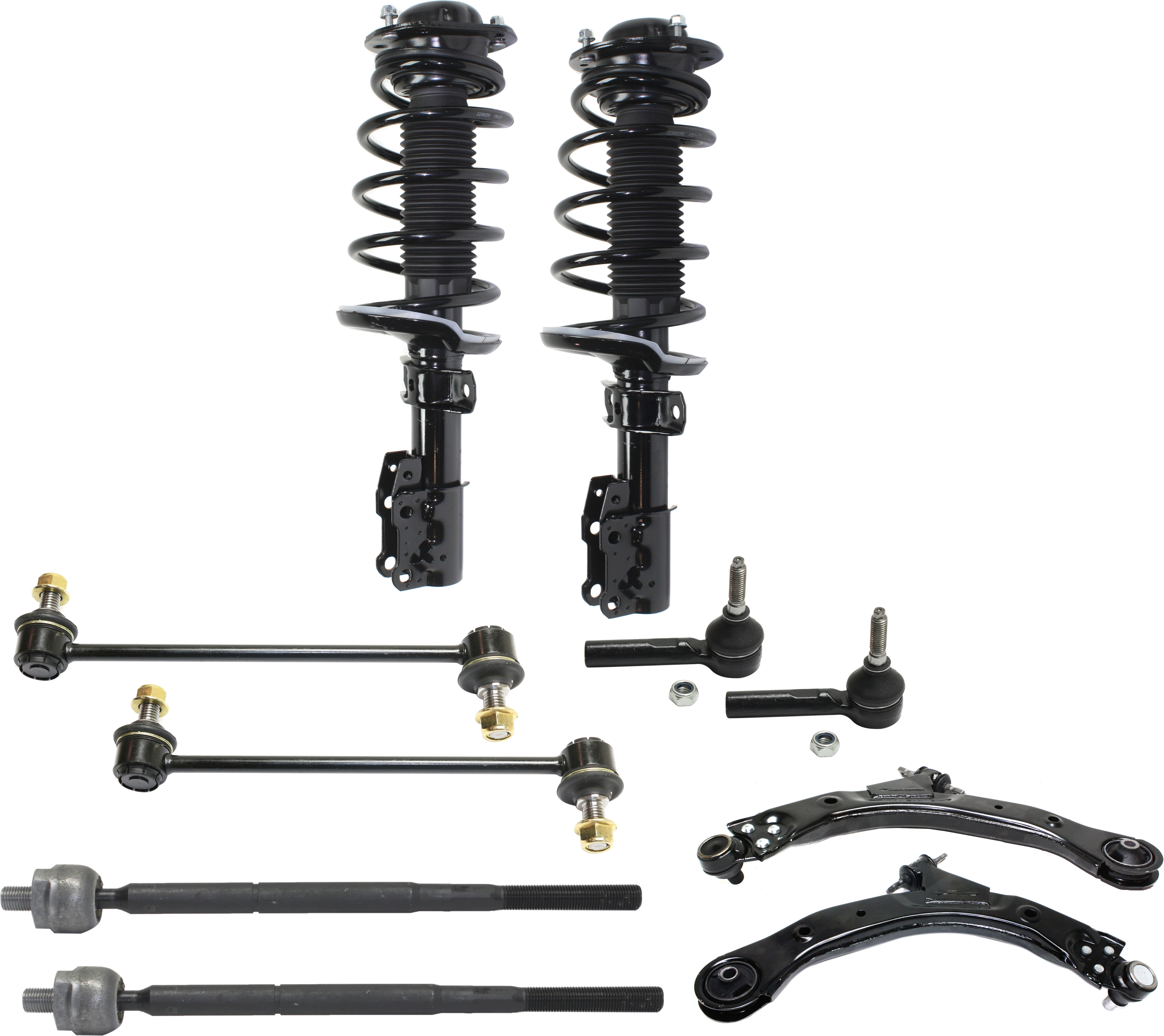 AM HHR 08-10 PURSUIT 05-06 FRONT CONTROL ARM KIT RH AND LH LOWER 10 pc kit with Loaded Struts Tie Rod Ends and Sway Bar Links FWD SKU KIT 011321-29 OEM 25984680-25984681-19181044-191
