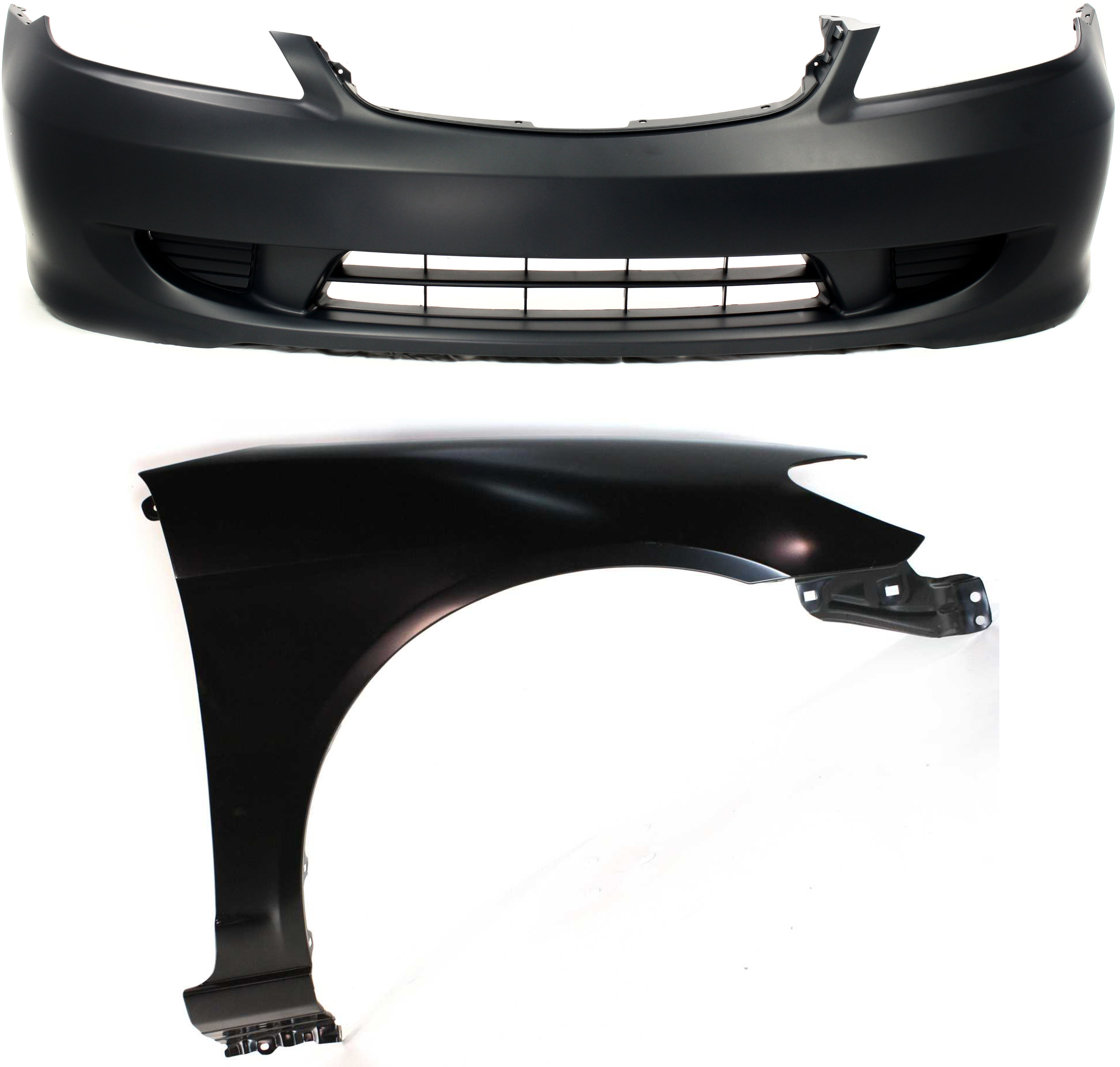 AM CIVIC 04-05 FRONT BUMPER COVER 2 pc Kit with Fender SKU KIT 011418-03 Partslink HO1000216 HO1241162 OEM 04711S5AA91ZZ 60211S5AA80ZZ