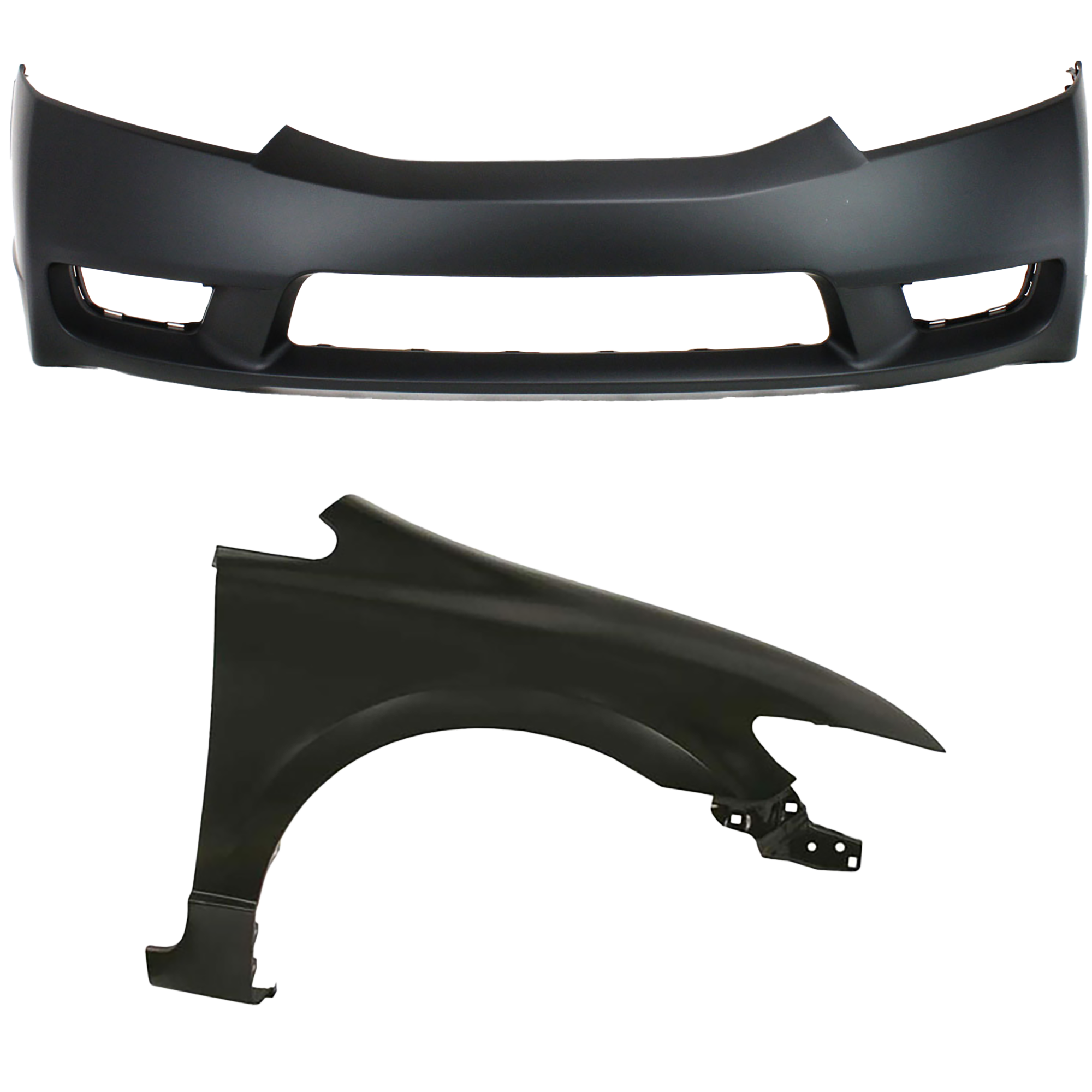 AM CIVIC 09-11 FRONT BUMPER COVER 2 pc Kit Includes Fender SKU KIT 011418-08 Partslink HO1000266 HO1241168 OEM 04711SNAA90ZZ 60211SNAA90ZZ