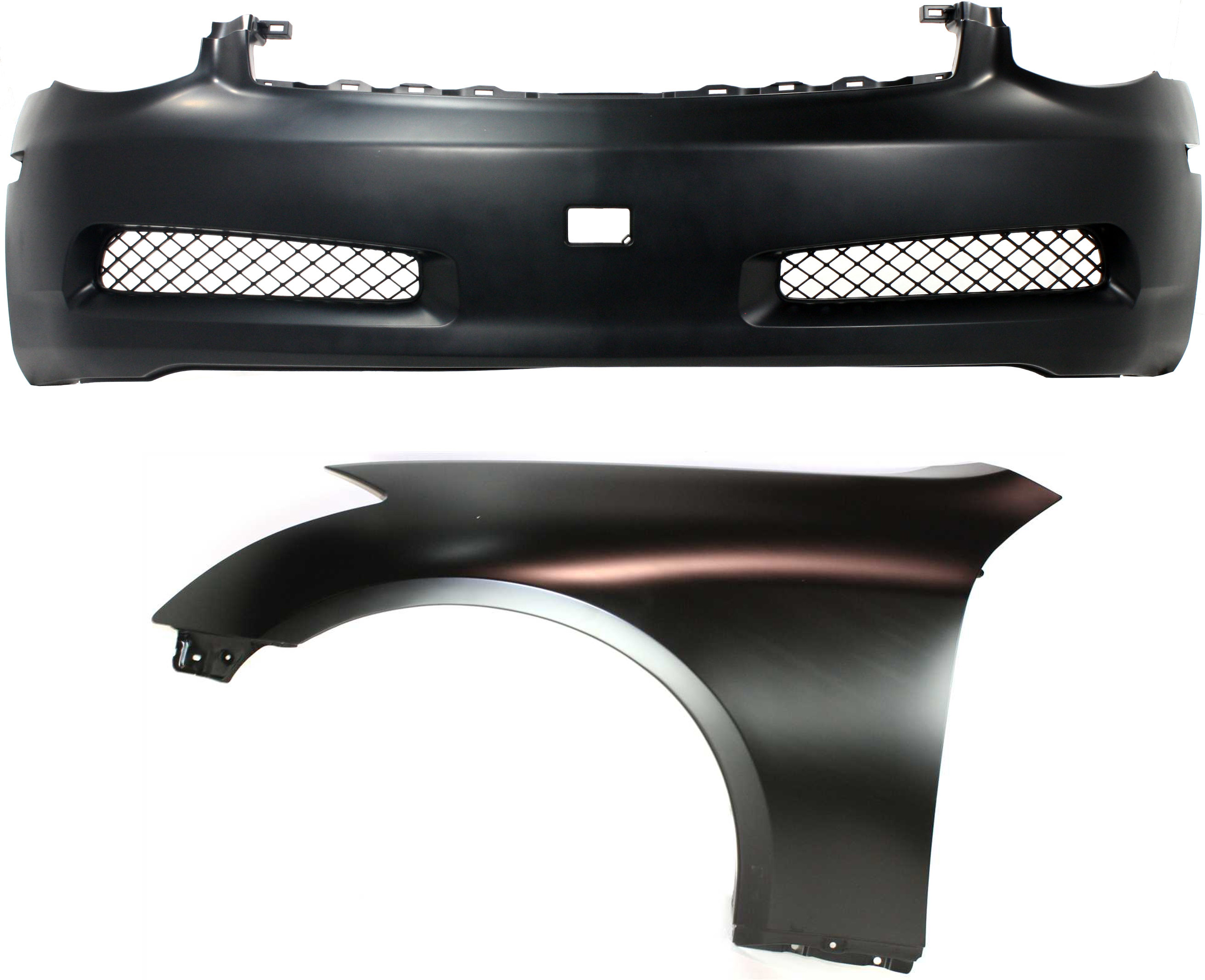 AM G35-03-07 FRONT BUMPER COVER 2 pc Kit with Fender Coupe SKU KIT 011418-100 Partslink IN1000122 IN1240108 OEM 62022AM840-63101AM830