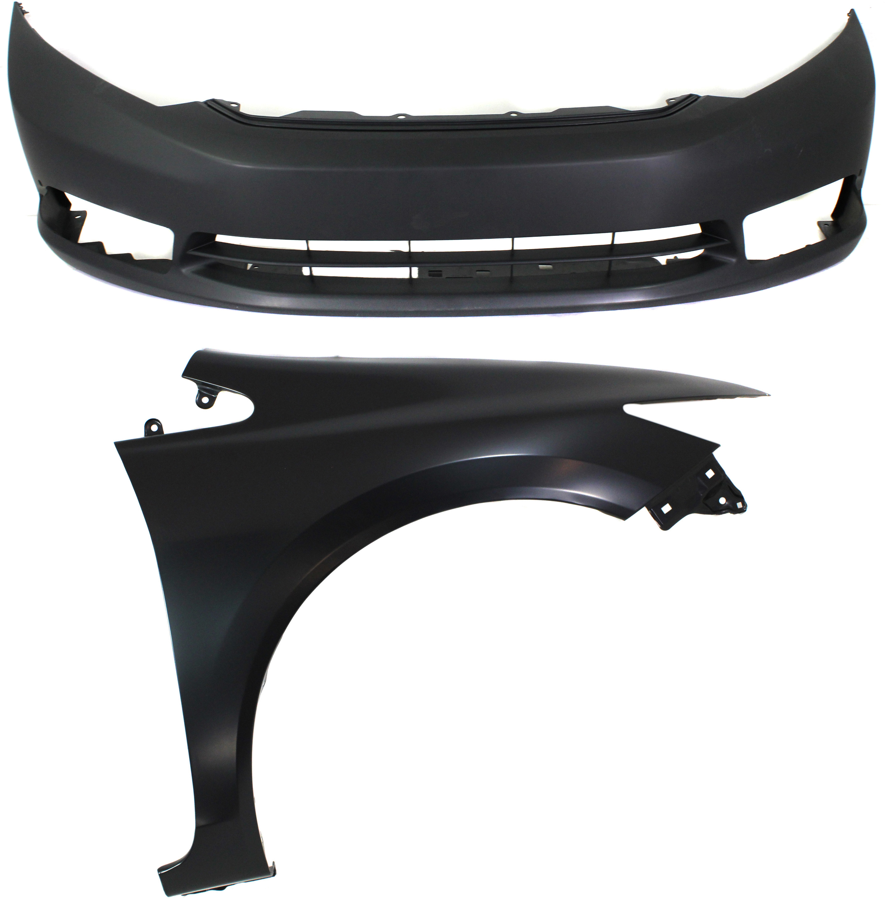 AM CIVIC 12-12 FRONT BUMPER COVER 2 pc Kit with Fender Sedan SKU KIT 011418-10 Partslink HO1000281 HO1241181 OEM 04711TR3A80ZZ 60211TR6305ZZ