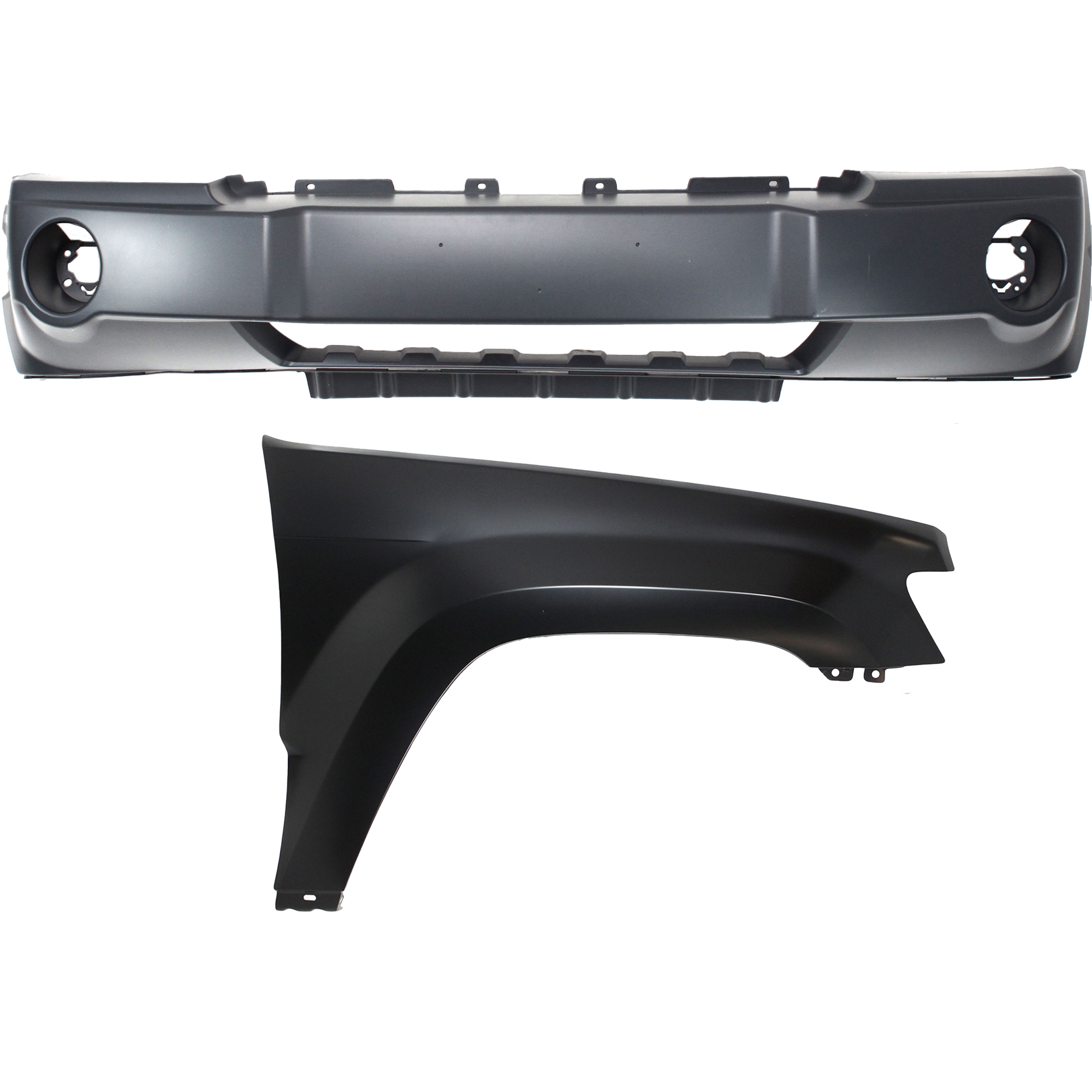 AM GRAND CHEROKEE 05-07 FRONT BUMPER COVER 2 pc Kit with Fender CAPA SKU KIT 011418-111 Partslink CH1000450C CH1241242C OEM 5159124AA 55394450AB