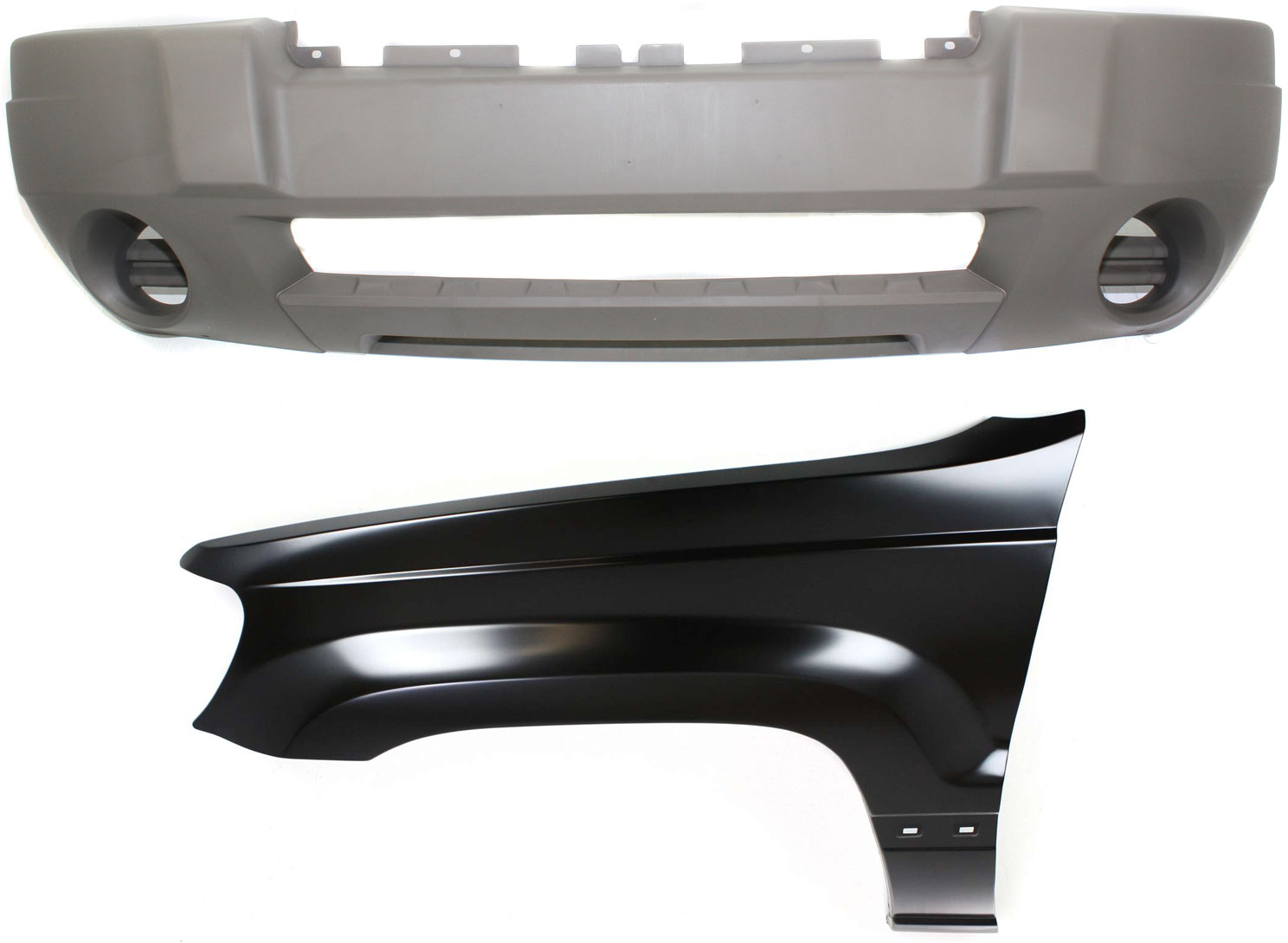 AM GRAND CHEROKEE 04-04 FRONT BUMPER COVER 2 pc Kit with Fender SKU KIT 011418-116 Partslink CH1000409 CH1240211 OEM 5JF81WLPAC 55135901AC