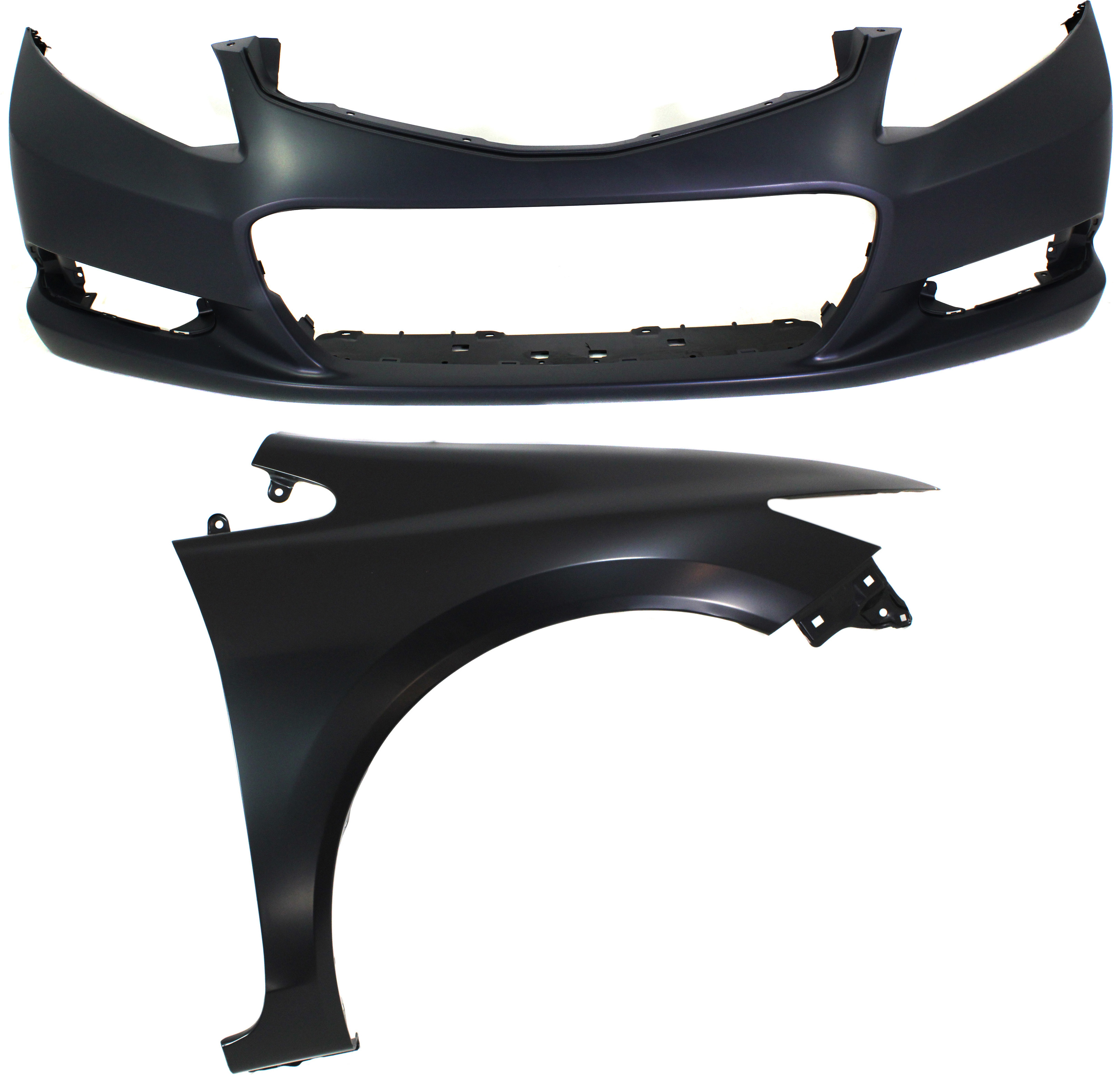 AM CIVIC 12-13 FRONT BUMPER COVER 2 pc Kit with Fender SKU KIT 011418-11 Partslink HO1000282 HO1241181 OEM 04711TS8A90ZZ 60211TR6305ZZ