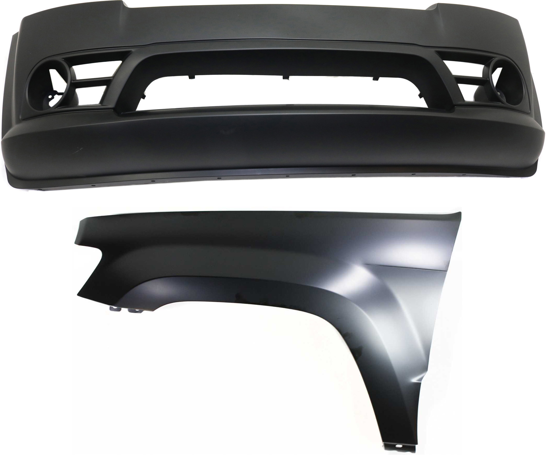 AM GRAND CHEROKEE 06-08 FRONT BUMPER COVER 2 pc Kit with Fender SKU KIT 011418-121 Partslink CH1000465 CH1240242 OEM 68035608AC 55394451AB