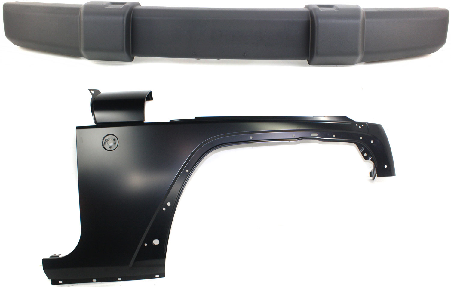 AM WRANGLER 07-17 WRANGLER JK 18-18 FRONT BUMPER COVER 2 pc Kit with Fender SKU KIT 011418-137 Partslink CH1000902 CH1241257 OEM 1FN66RXFAA 68029992AC