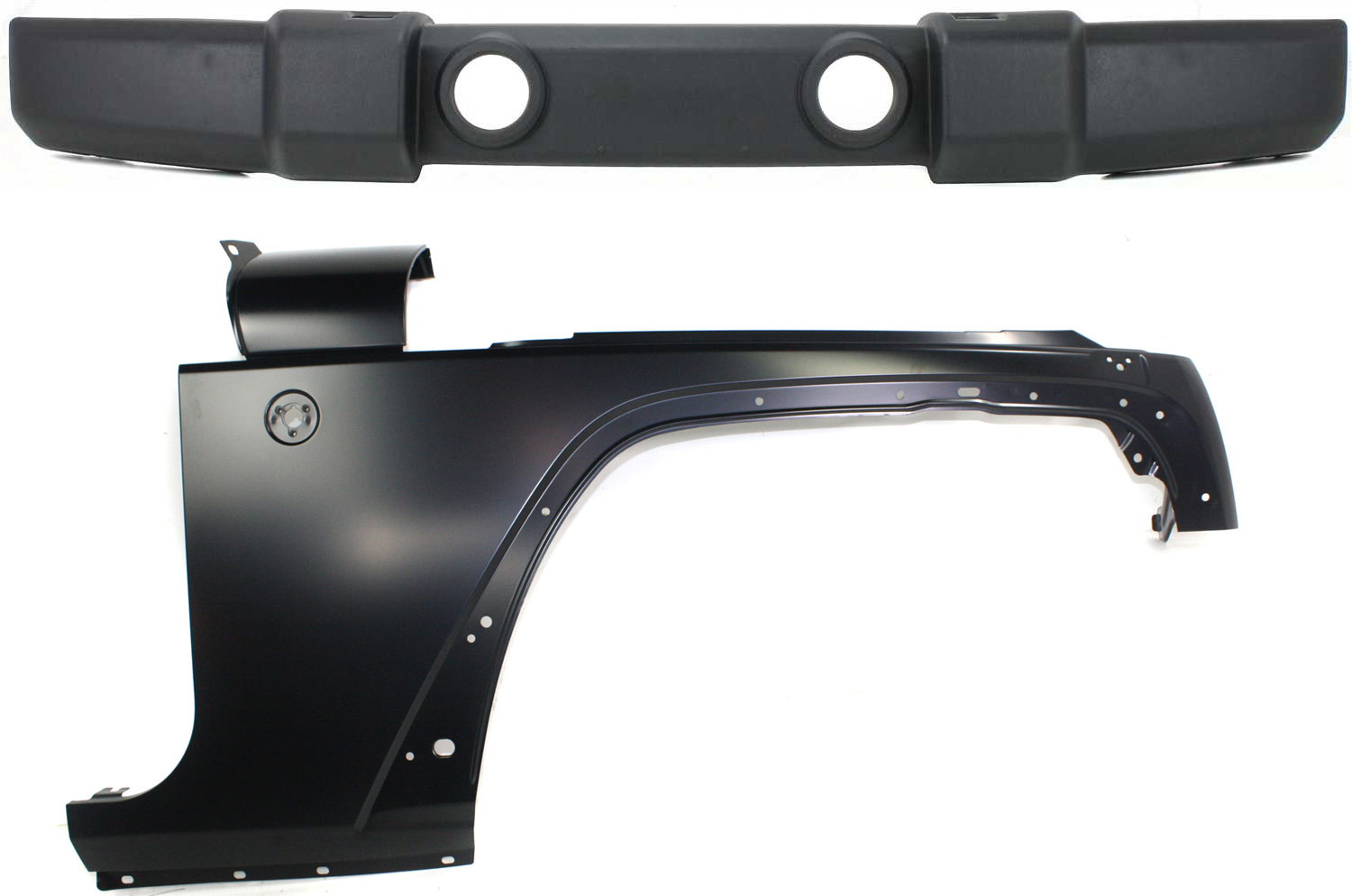 AM WRANGLER 07-17 WRANGLER JK 18-18 FRONT BUMPER COVER 2 pc Kit with Fender SKU KIT 011418-138 Partslink CH1000900 CH1241257 OEM 1FN67RXFAA 68029992AC
