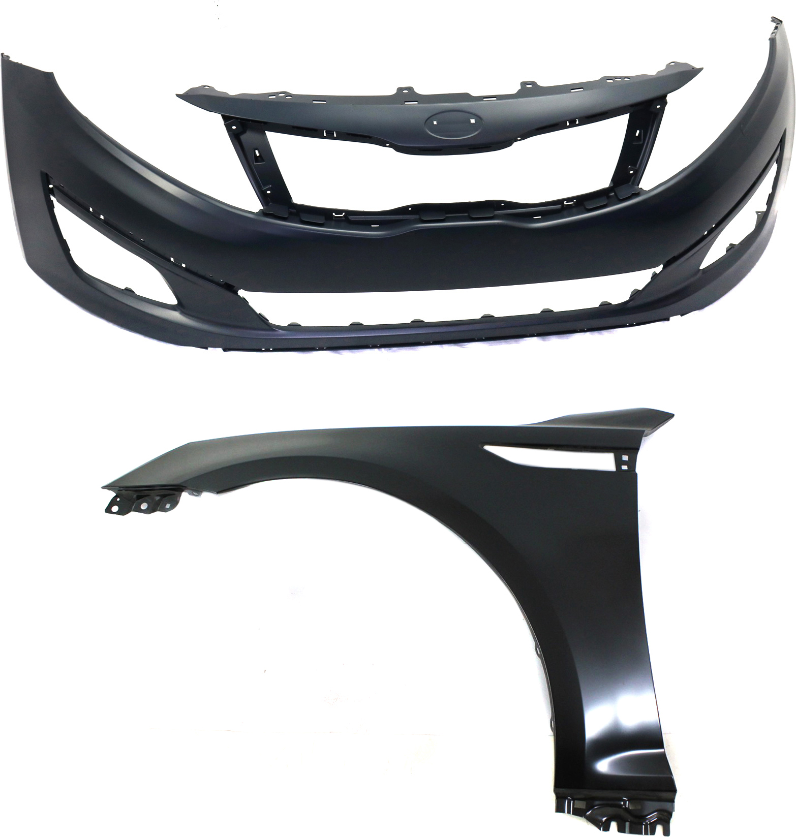 AM OPTIMA 14-15 FRONT BUMPER COVER 2 pc Kit with Fender USA Built Vehicle SKU KIT 011418-145 Partslink KI1000168 KI1240134 OEM 865114C500-663112T000